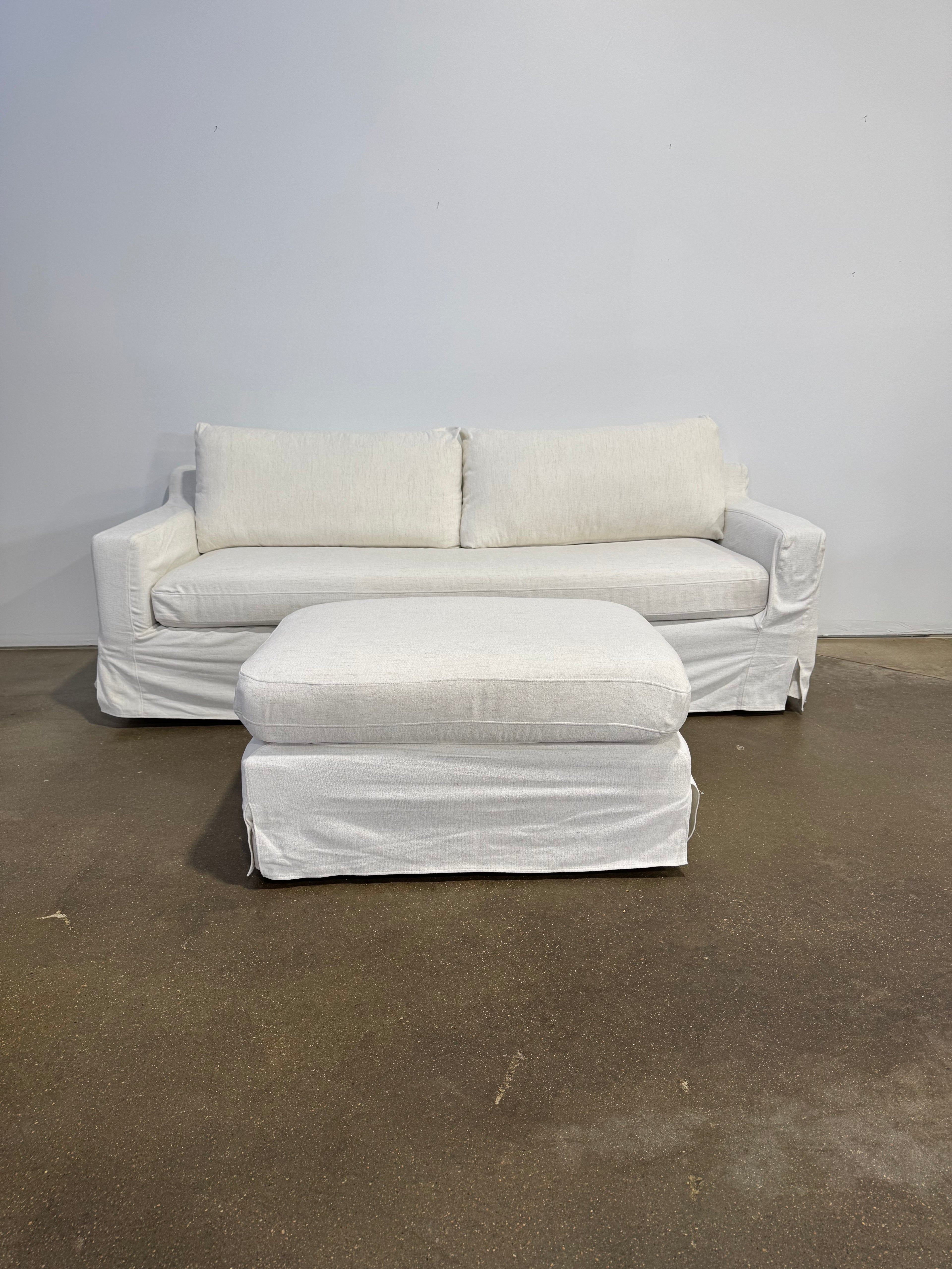 Interior Define Sloan Slipcovered Sofa w/ Ottoman
