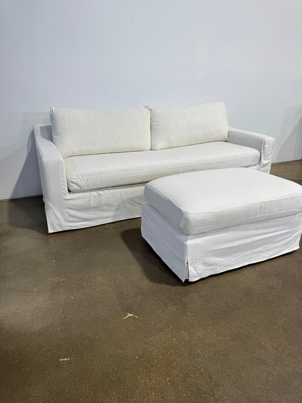 Interior Define Sloan Slipcovered Sofa w/ Ottoman