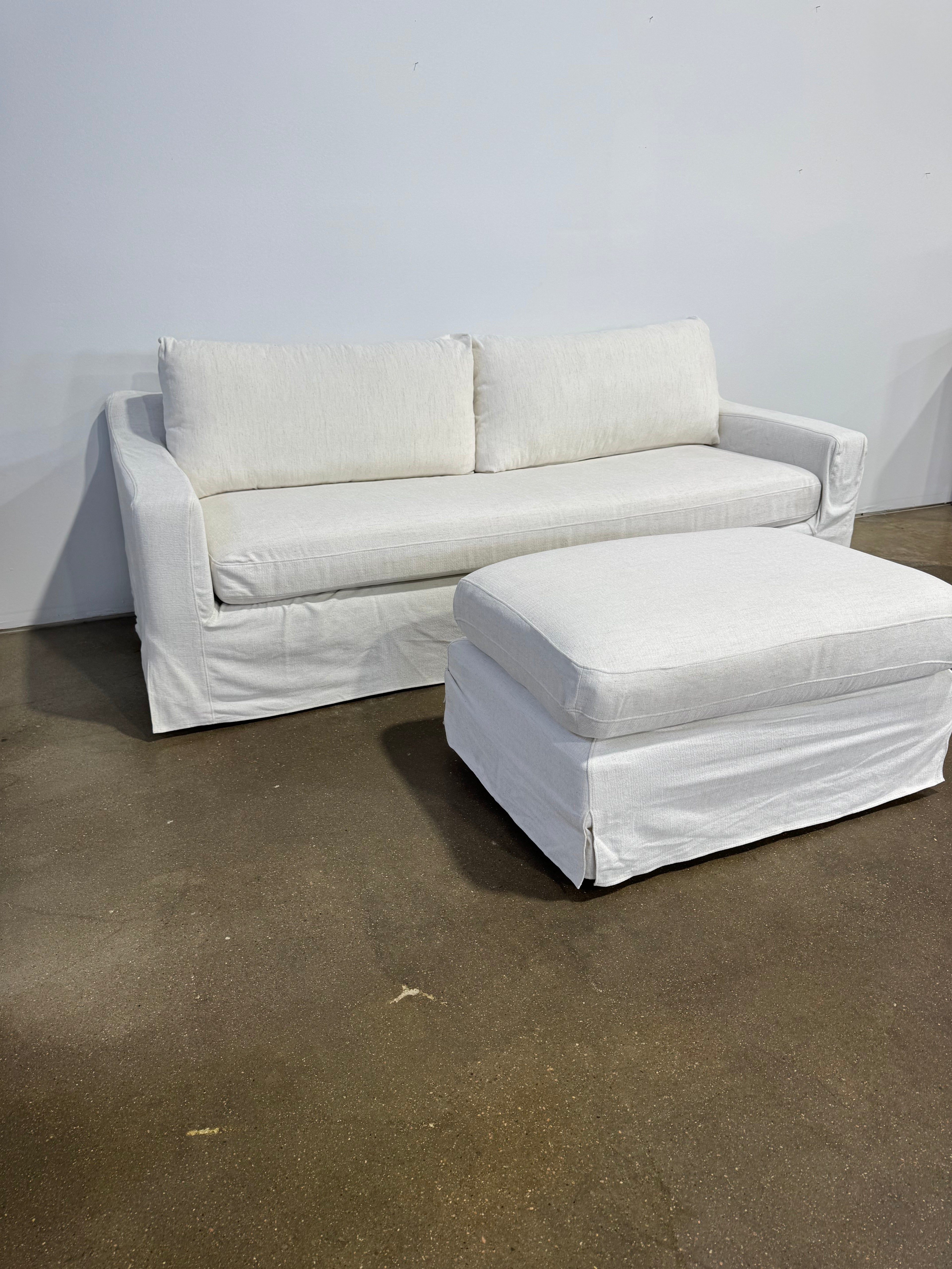 Interior Define Sloan Slipcovered Sofa w/ Ottoman