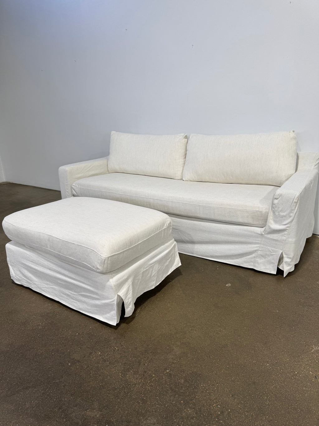 Interior Define Sloan Slipcovered Sofa w/ Ottoman