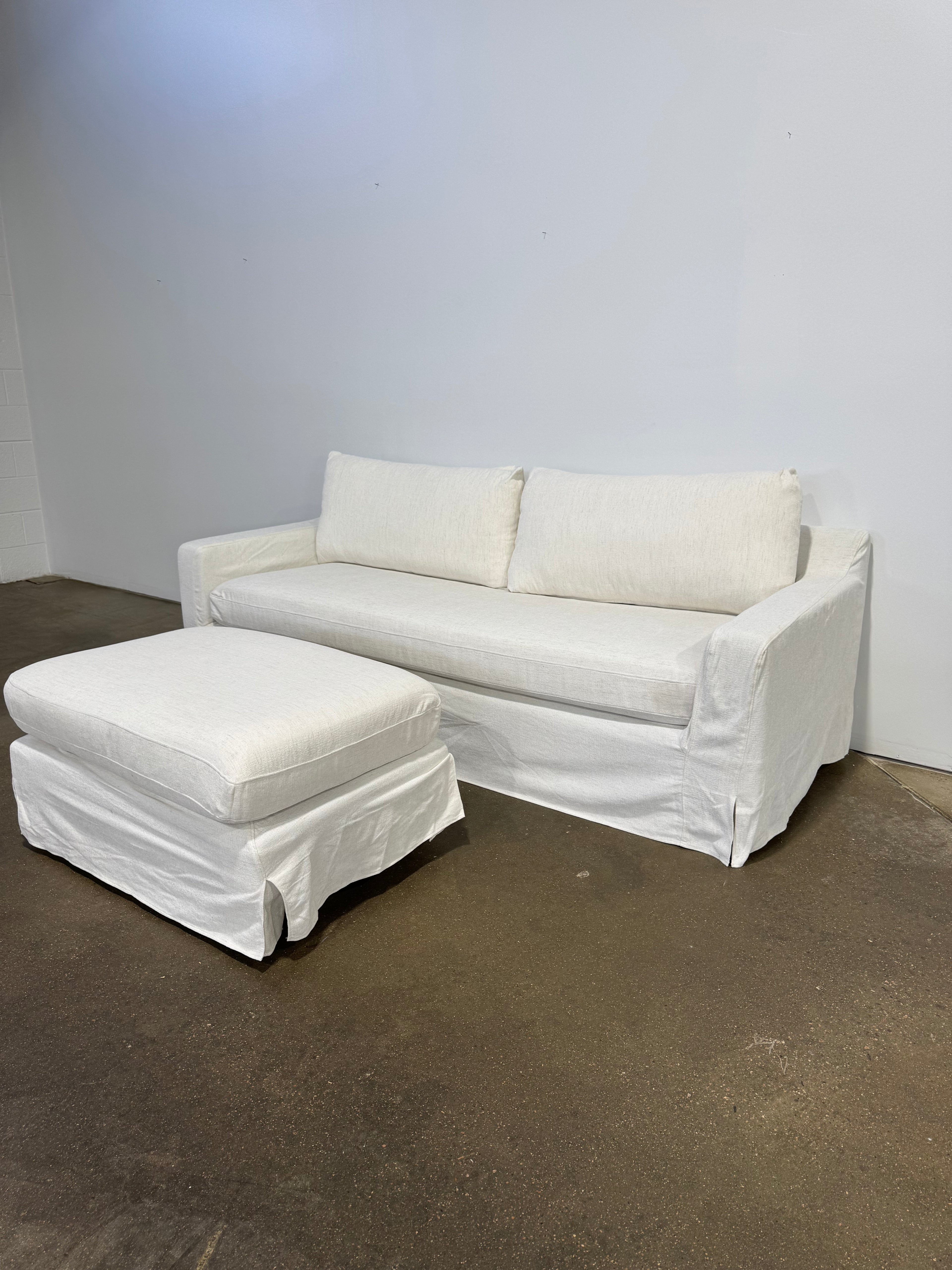 Interior Define Sloan Slipcovered Sofa w/ Ottoman