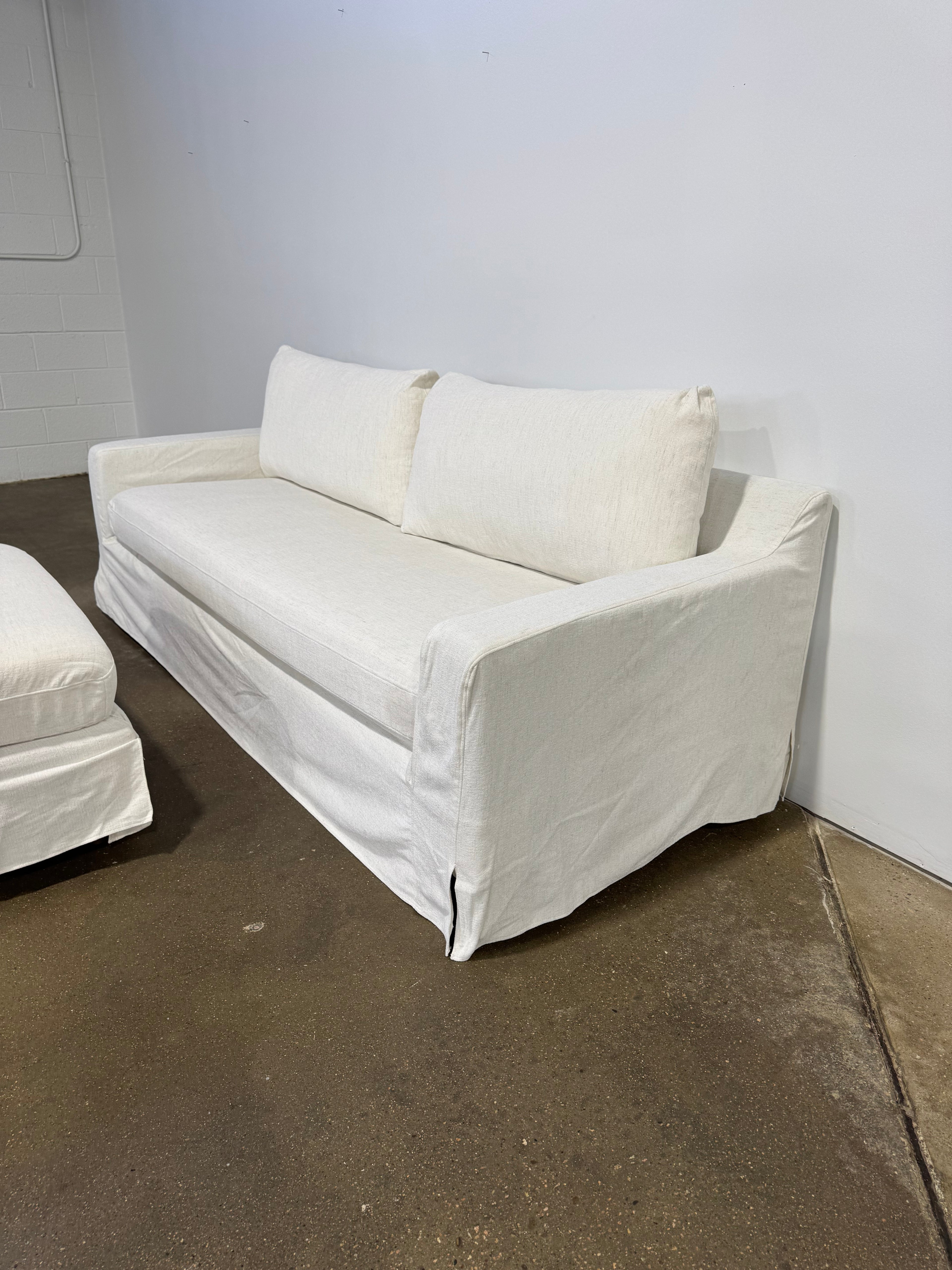 Interior Define Sloan Slipcovered Sofa w/ Ottoman