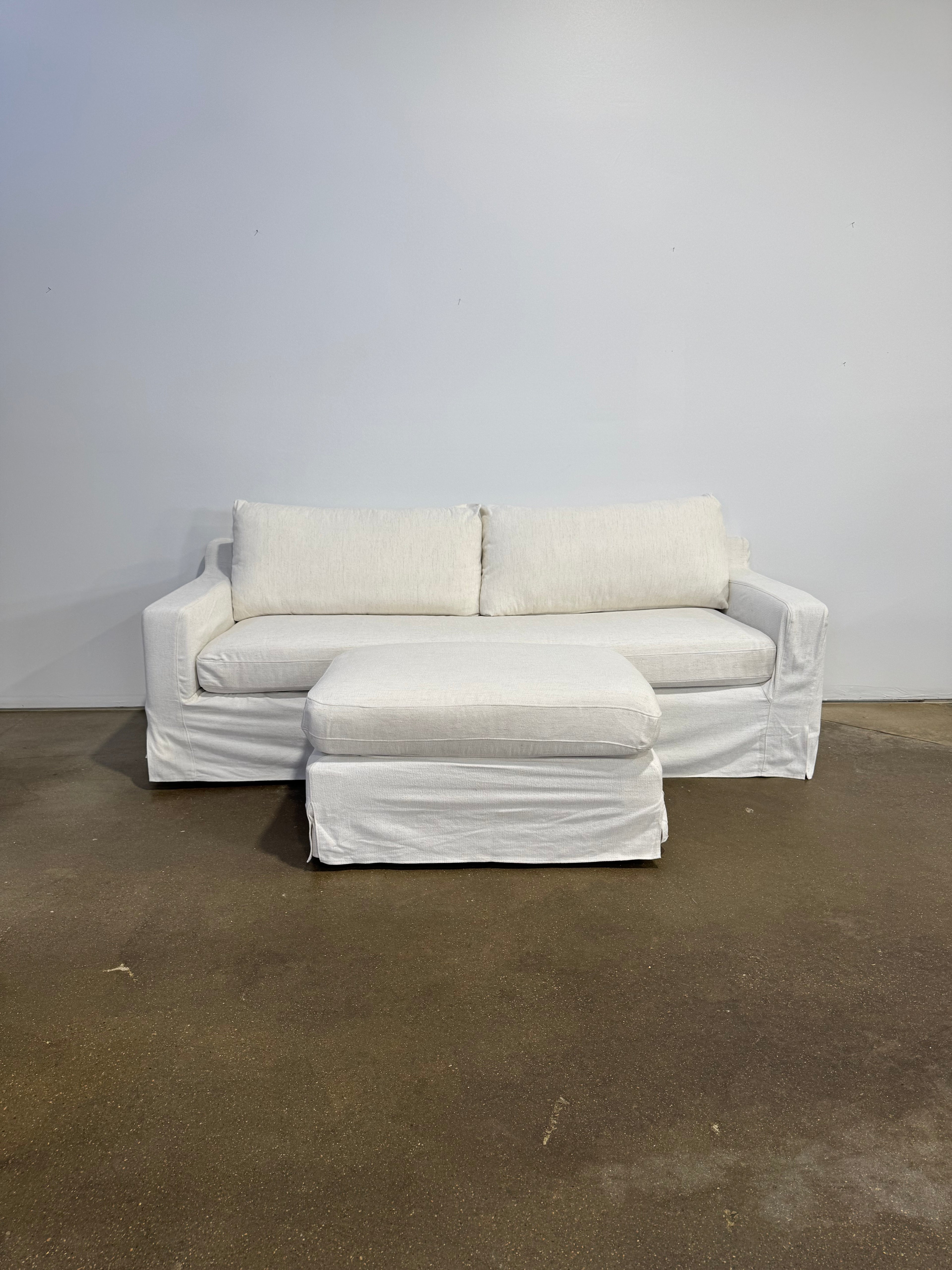 Interior Define Sloan Slipcovered Sofa w/ Ottoman