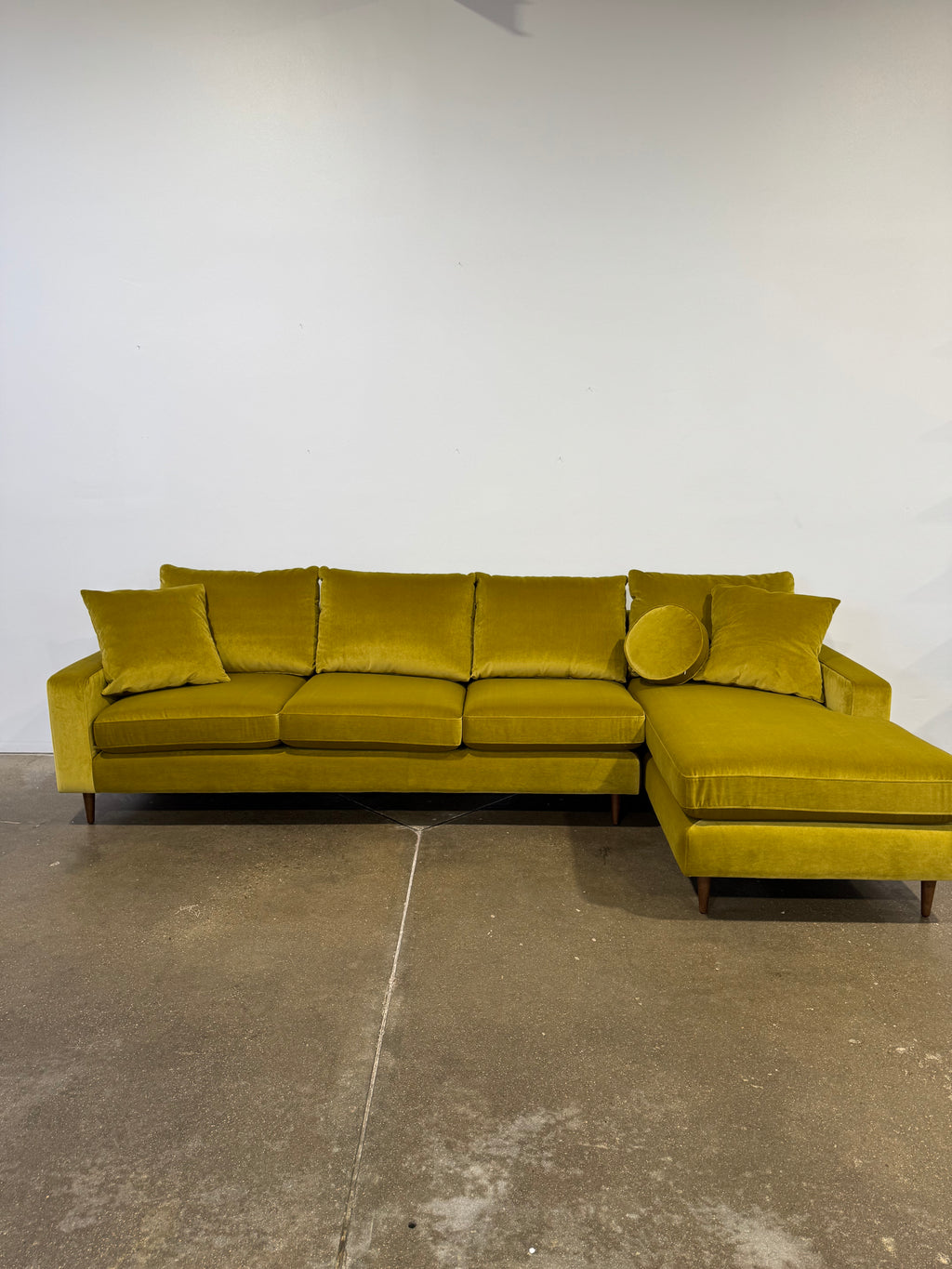 Interior Define Sloan 4-Seat Right Chaise Sectional - Yellow