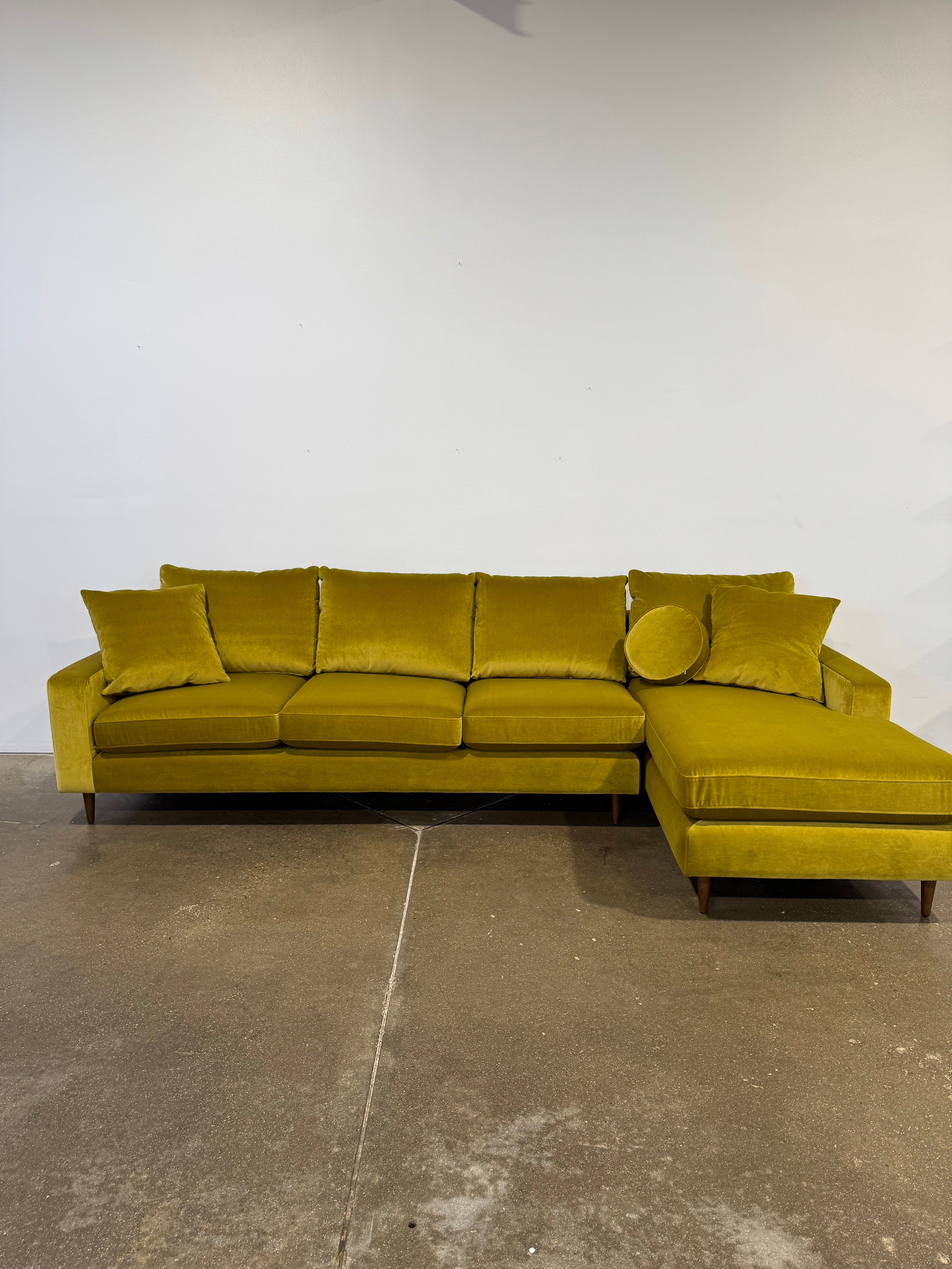 Interior Define Sloan 4-Seat Right Chaise Sectional - Yellow