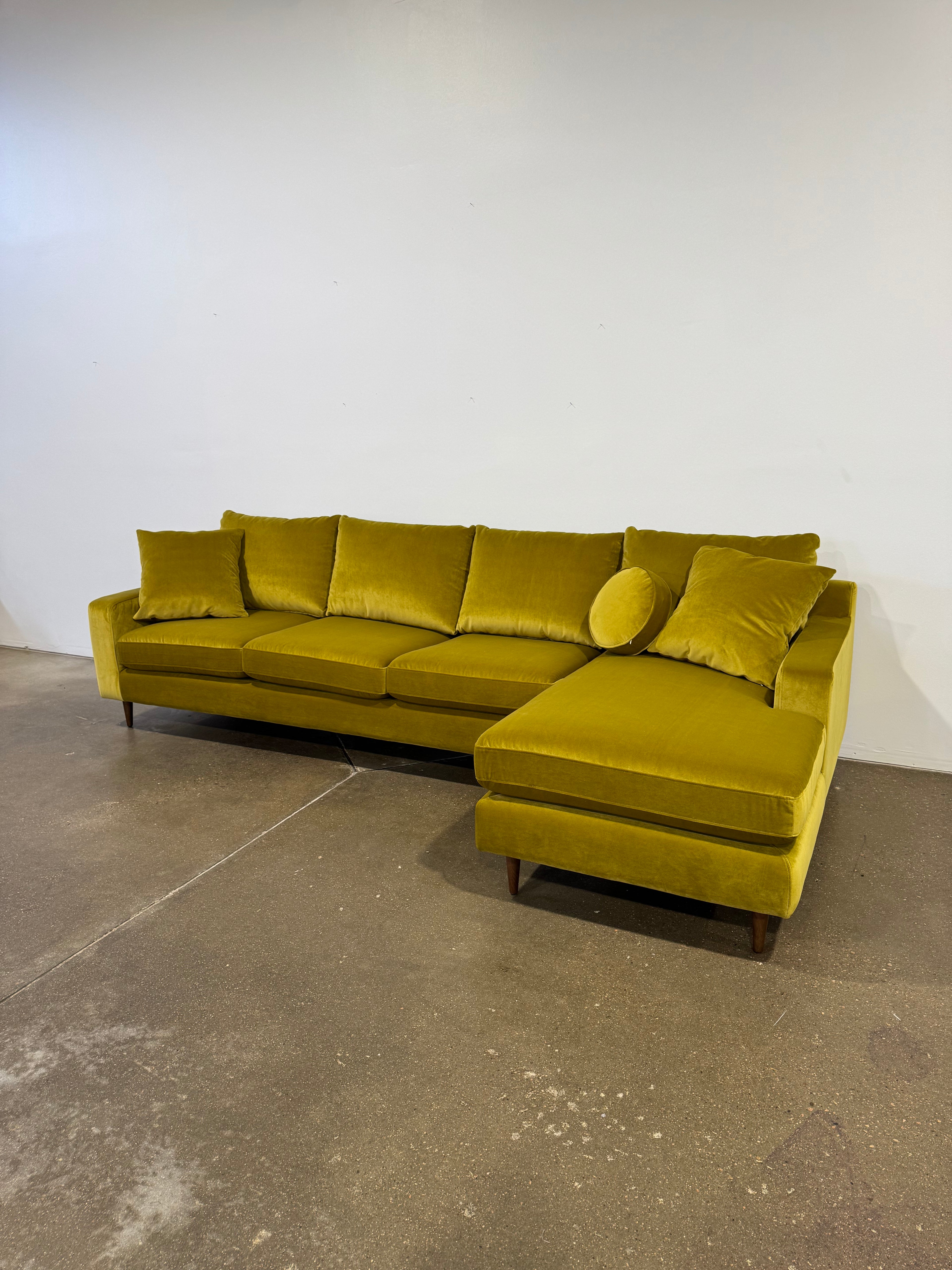 Interior Define Sloan 4-Seat Right Chaise Sectional - Yellow