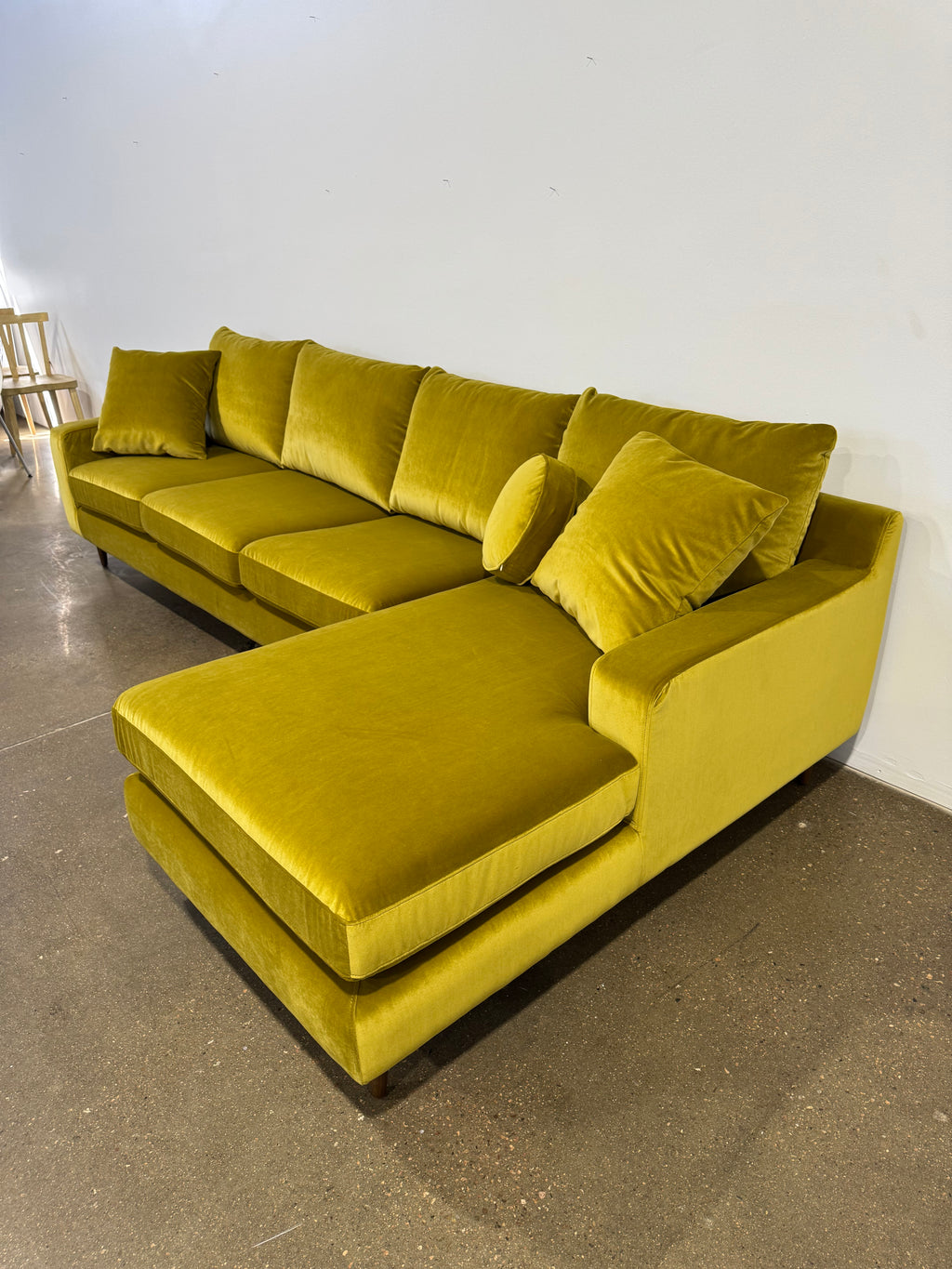 Interior Define Sloan 4-Seat Right Chaise Sectional - Yellow