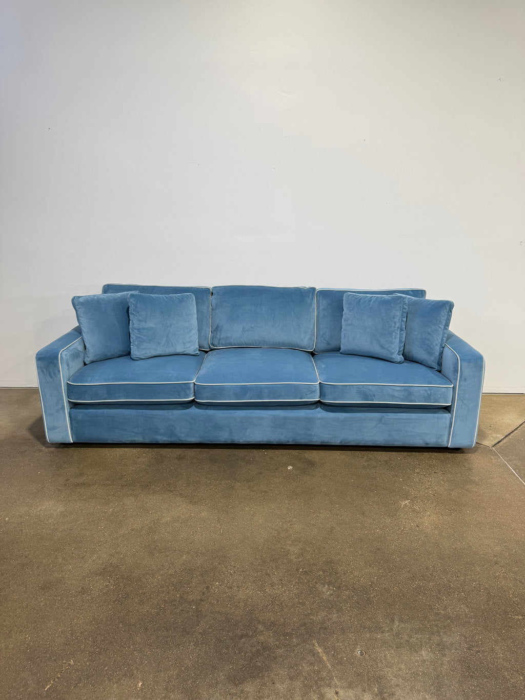 Interior Define James 3 Seat Sofa with Contrast Piping - Blue
