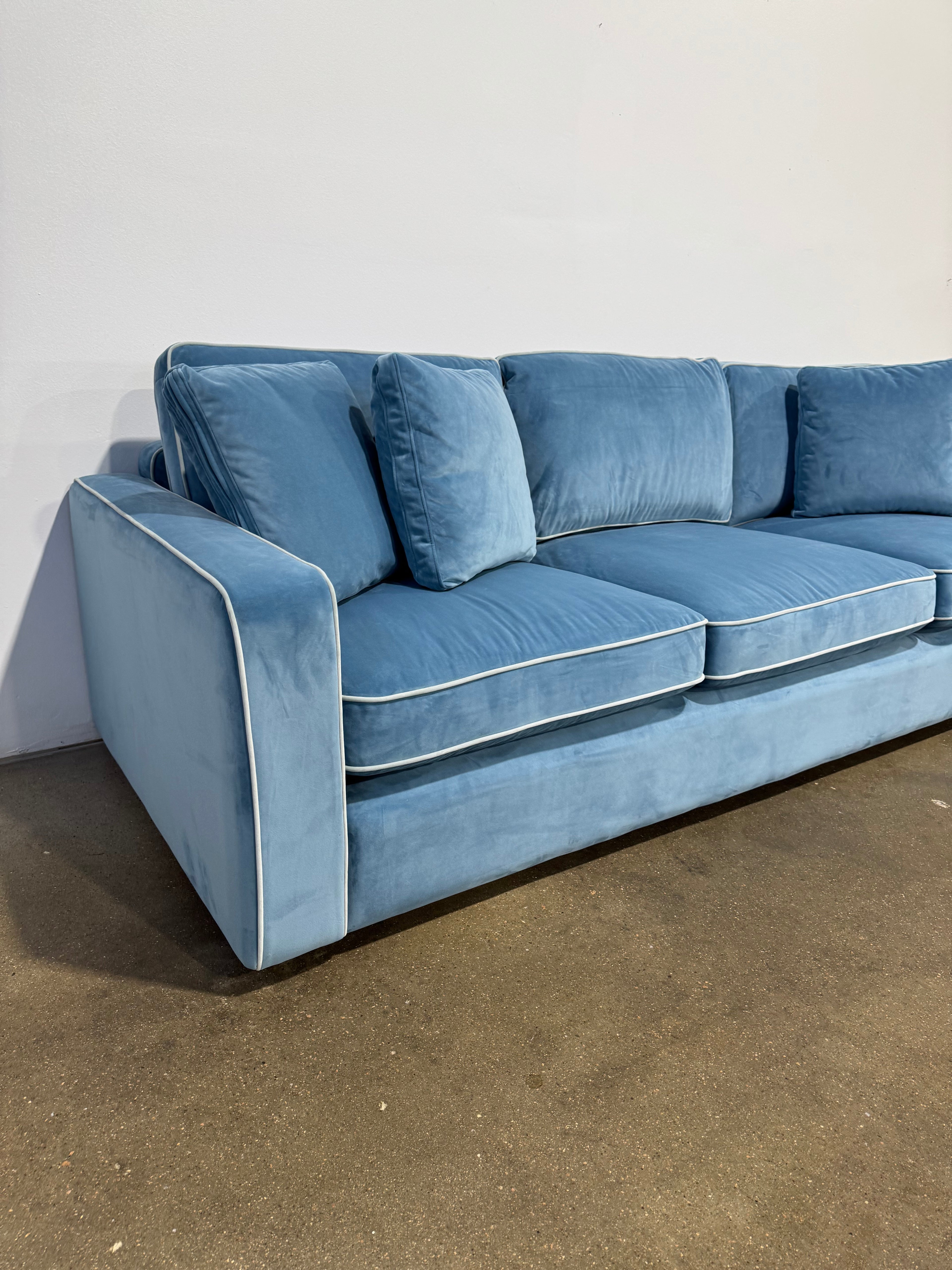 Interior Define James 3 Seat Sofa with Contrast Piping - Blue