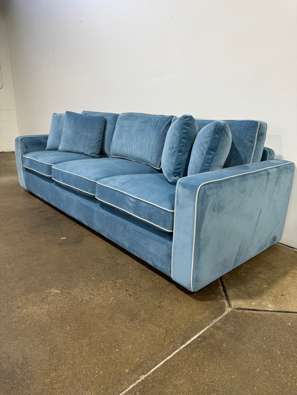 Interior Define James 3 Seat Sofa with Contrast Piping - Blue
