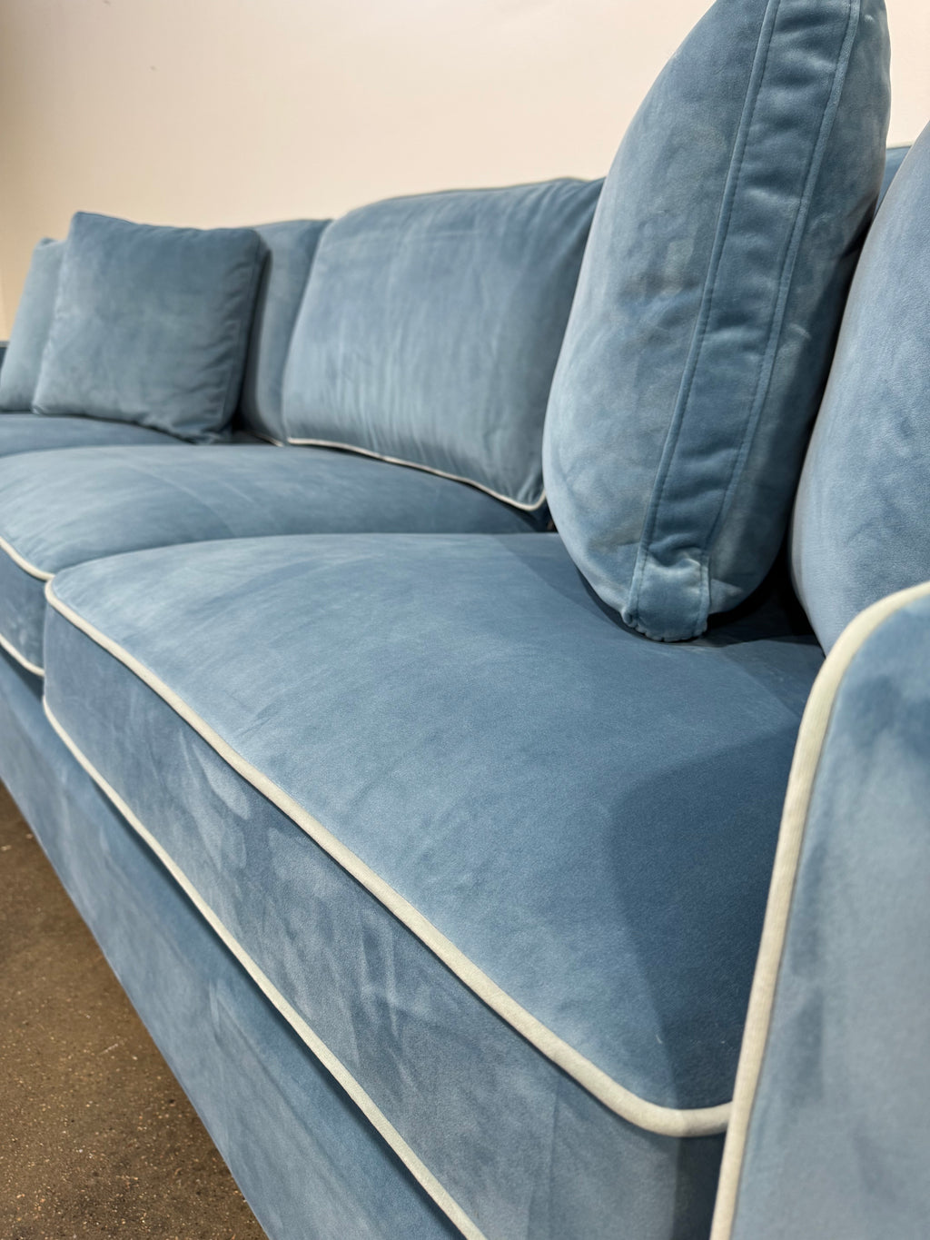 Interior Define James 3 Seat Sofa with Contrast Piping - Blue