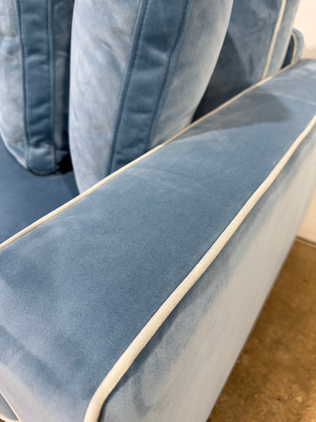 Interior Define James 3 Seat Sofa with Contrast Piping - Blue