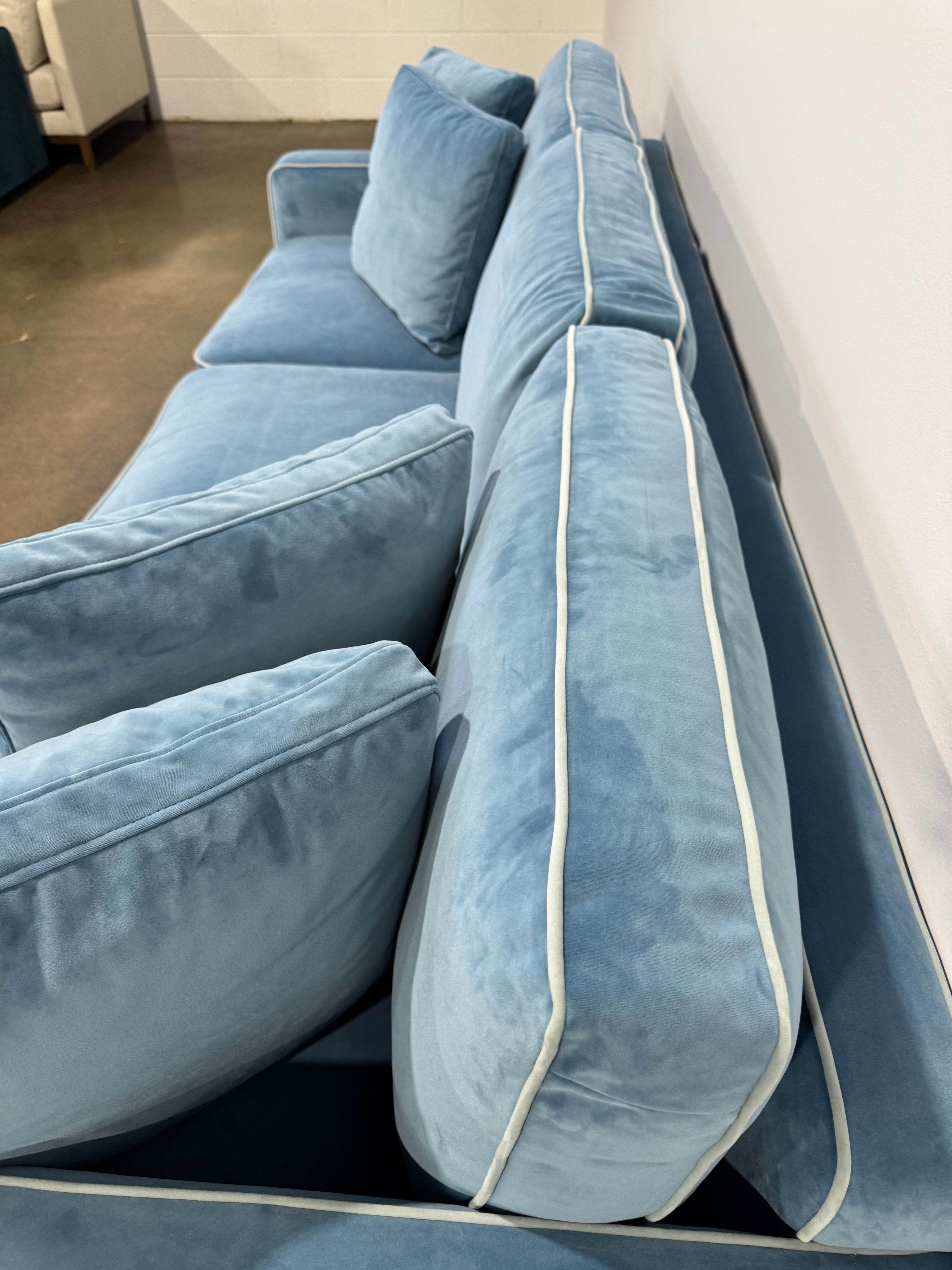 Interior Define James 3 Seat Sofa with Contrast Piping - Blue