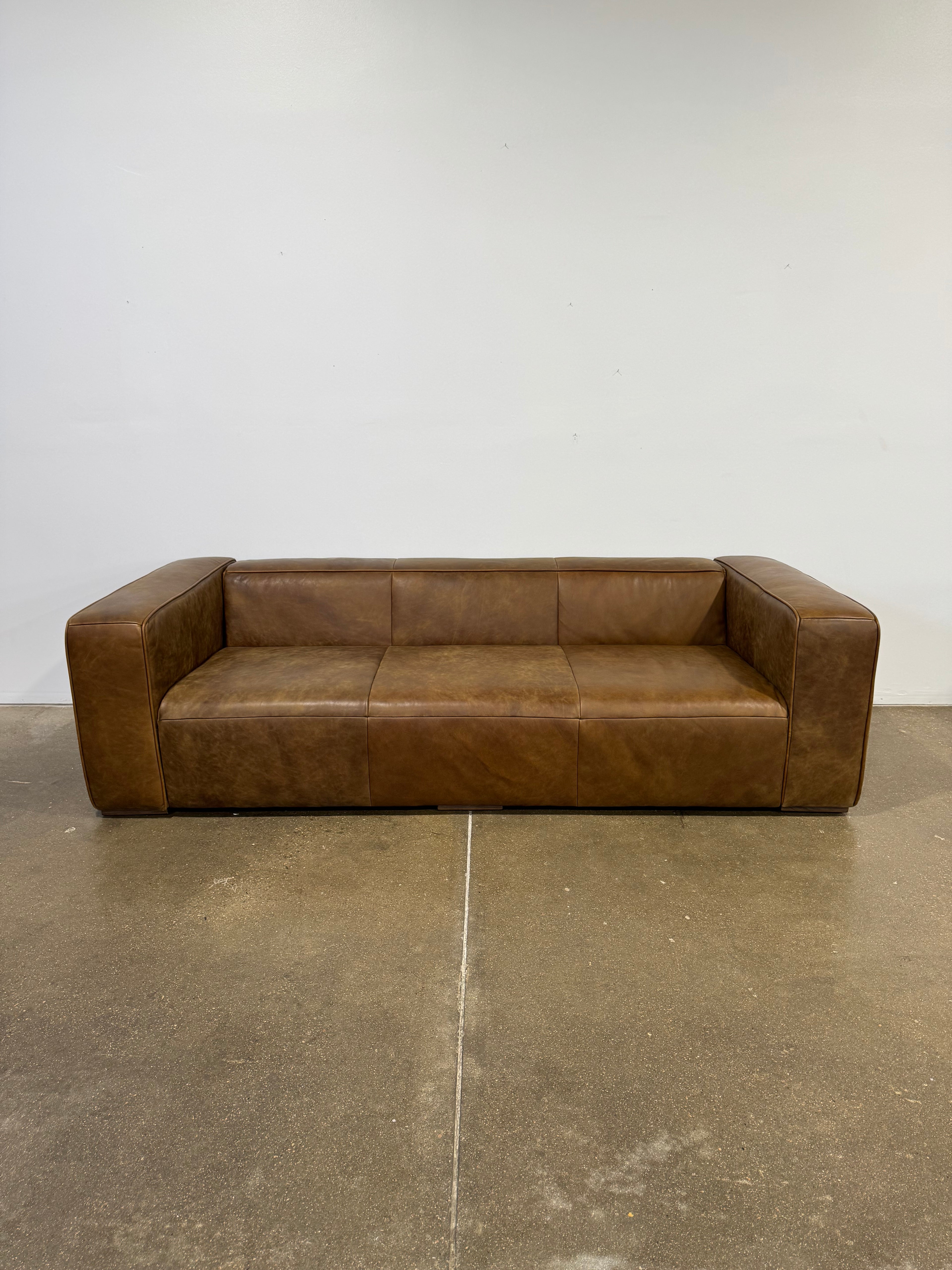 Moe's Bolton Sofa Open Road Brown Leather