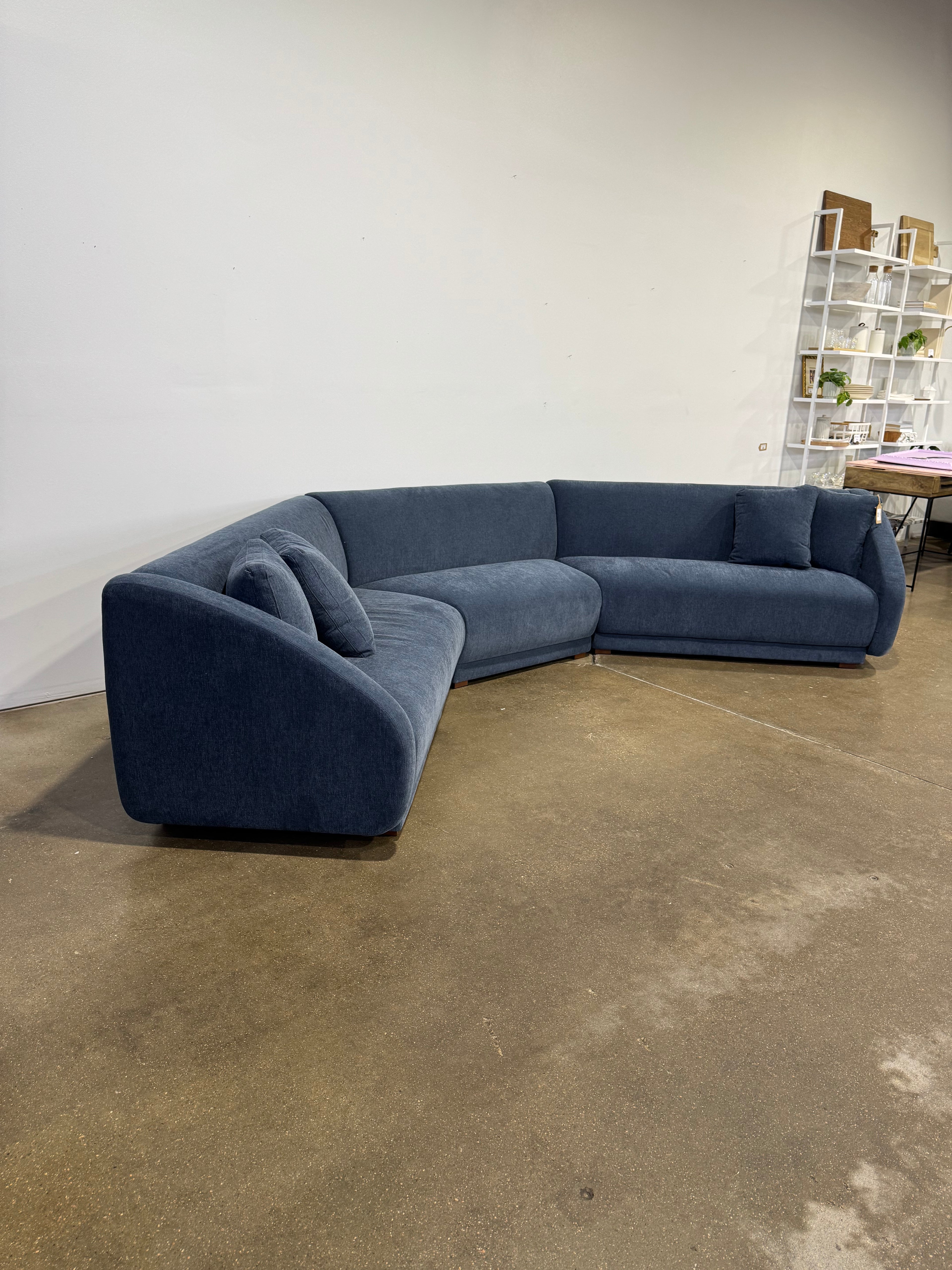 Moe's Fraser Sectional Deep Blue