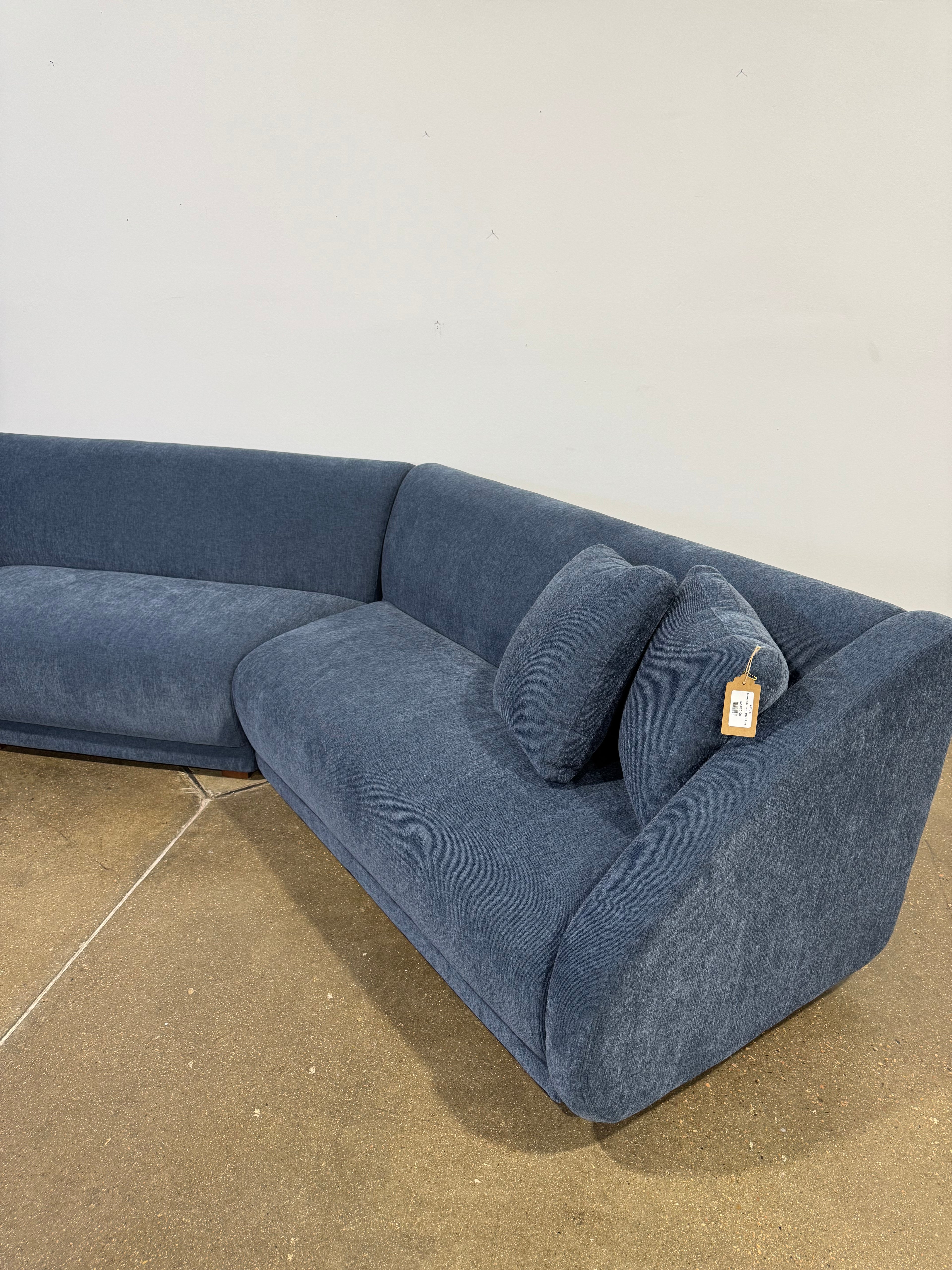 Moe's Fraser Sectional Deep Blue