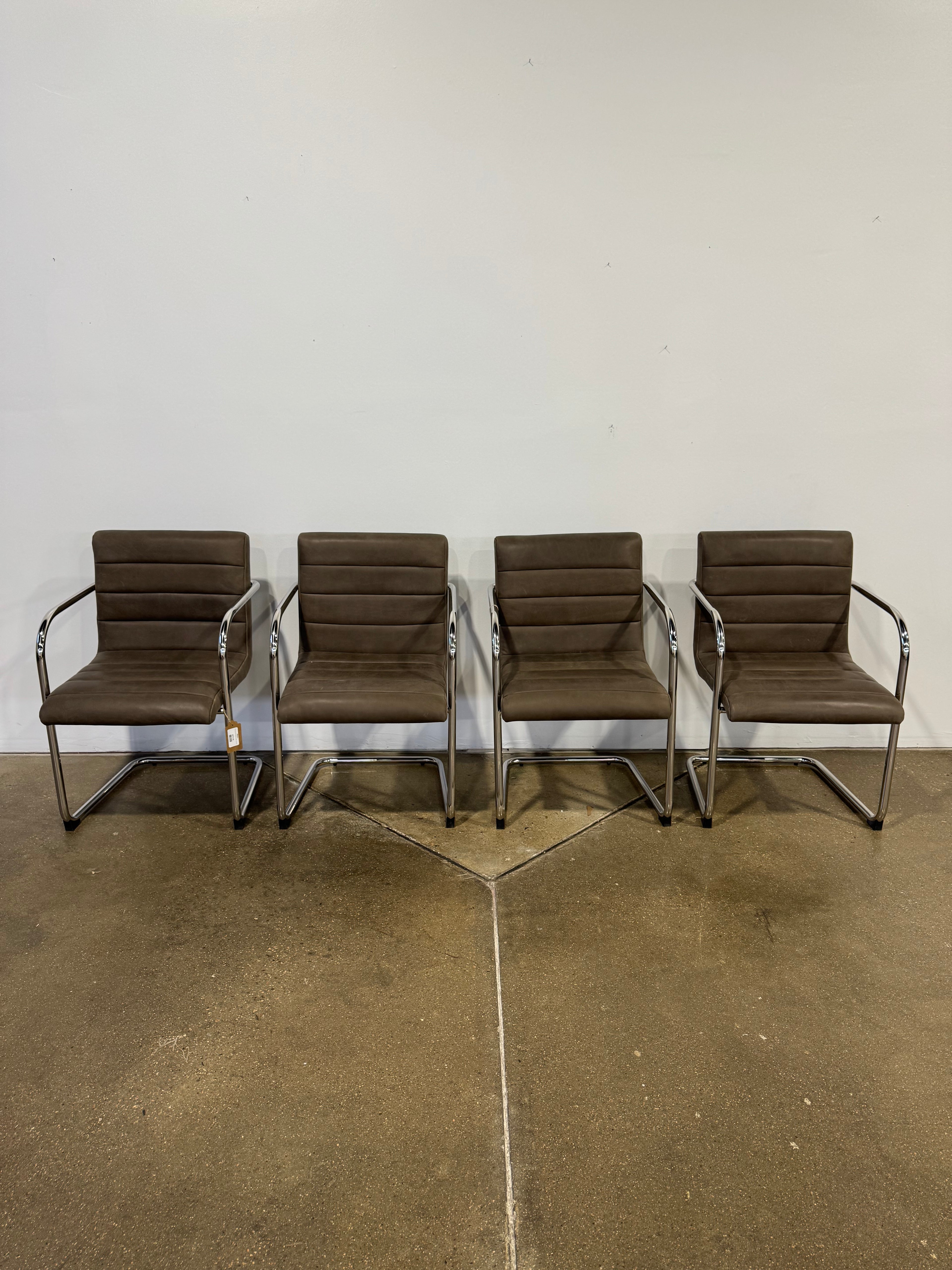 Moe's Pedro Dining Chair Dark Brown Leather - Set of Two