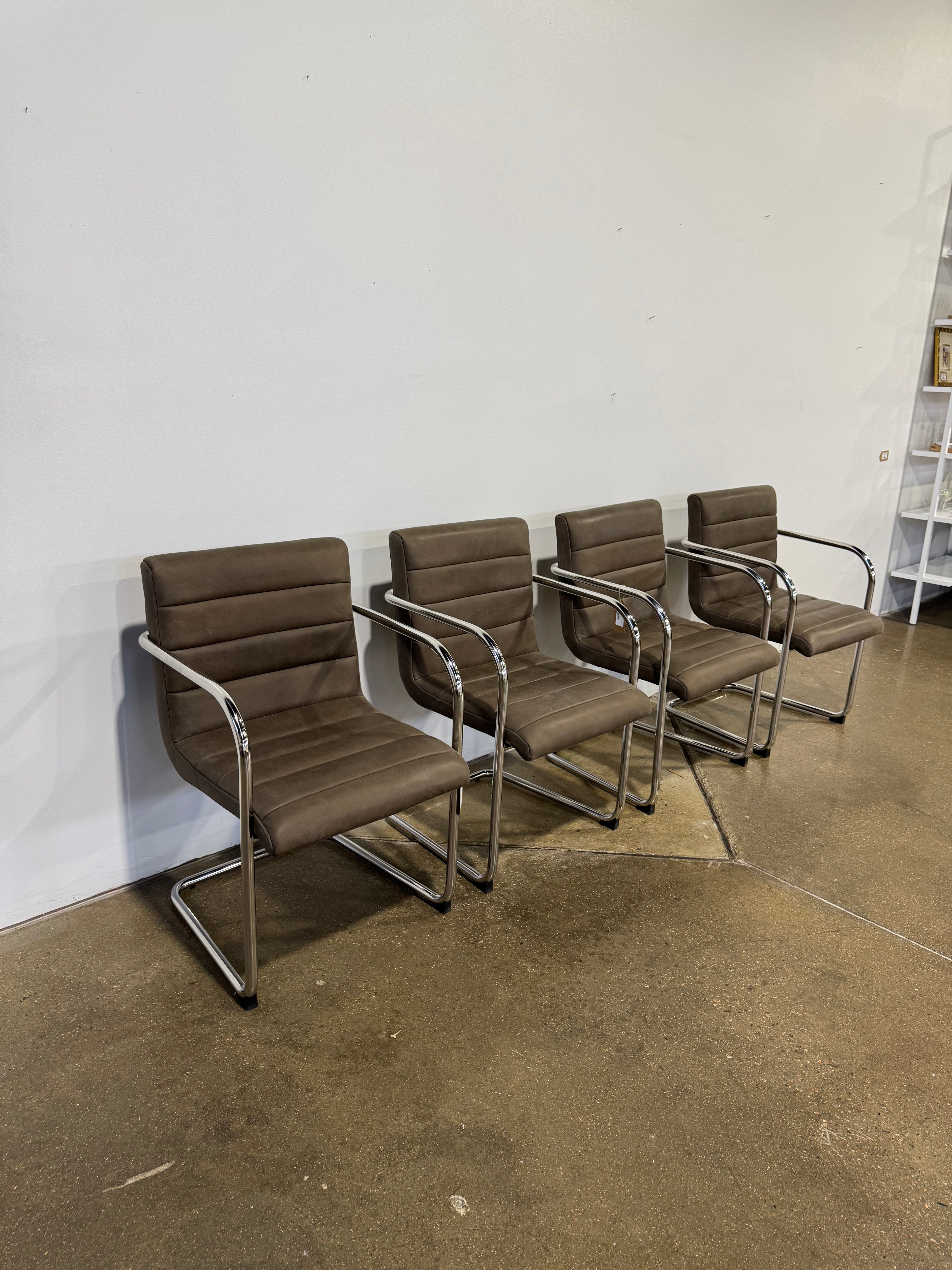 Moe's Pedro Dining Chair Dark Brown Leather - Set of Two