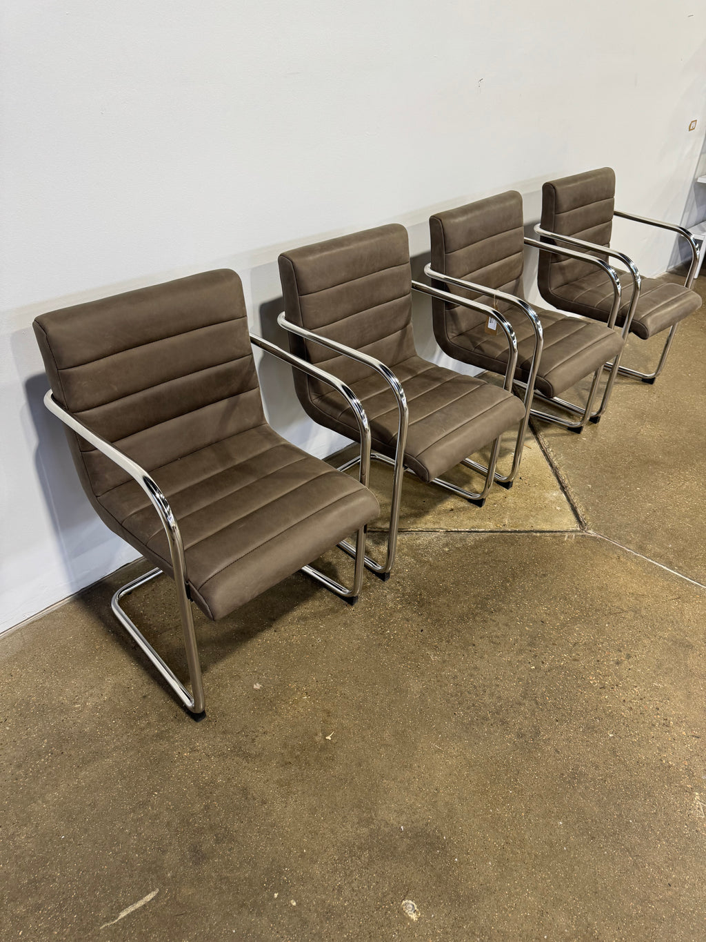 Moe's Pedro Dining Chair Dark Brown Leather - Set of Two