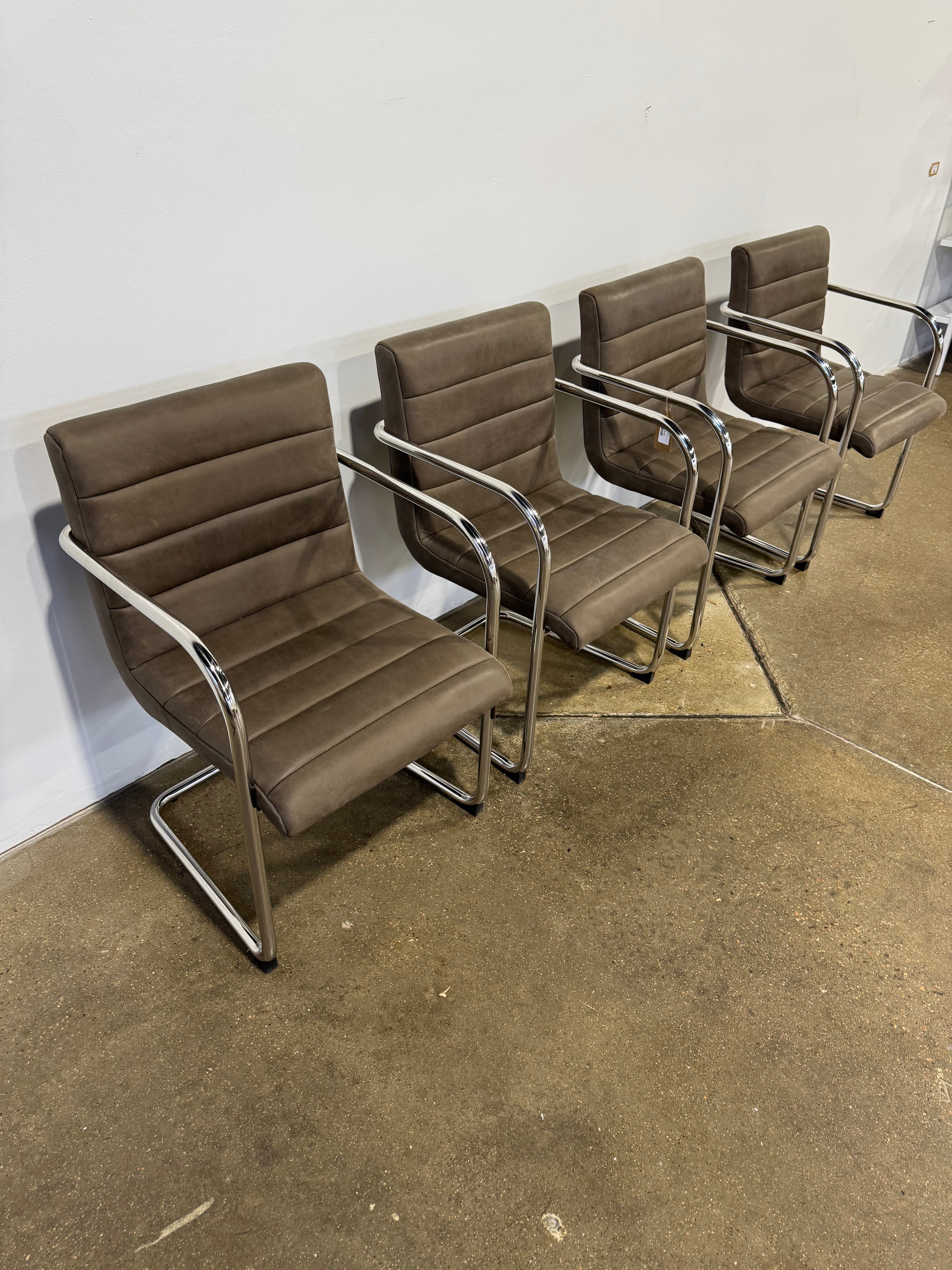 Moe's Pedro Dining Chair Dark Brown Leather - Set of Two