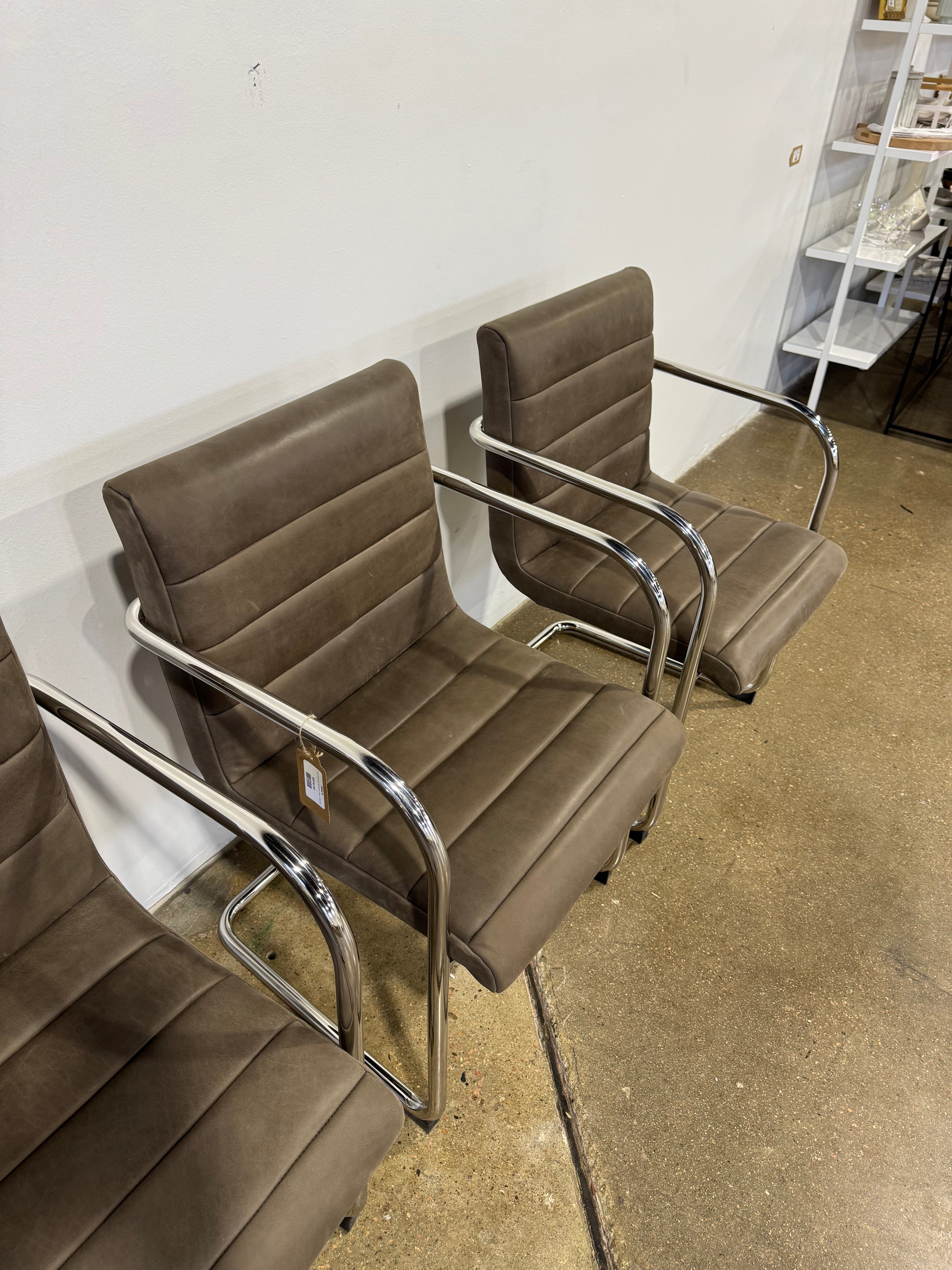 Moe's Pedro Dining Chair Dark Brown Leather - Set of Two