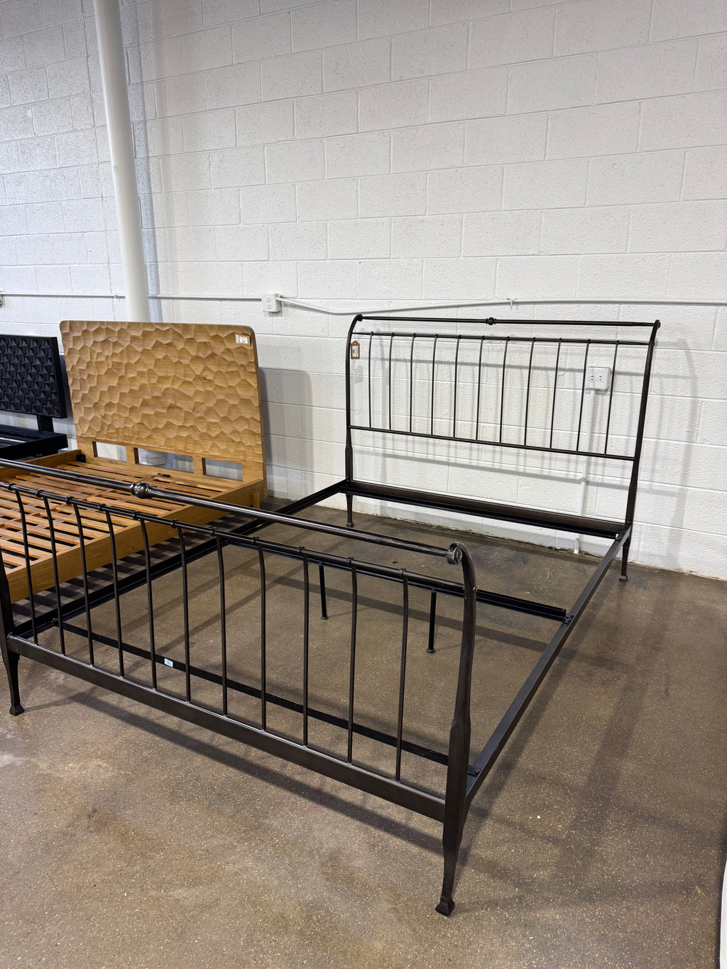 Crate & Barrel  Queen Wrought Iron Sleigh Bed