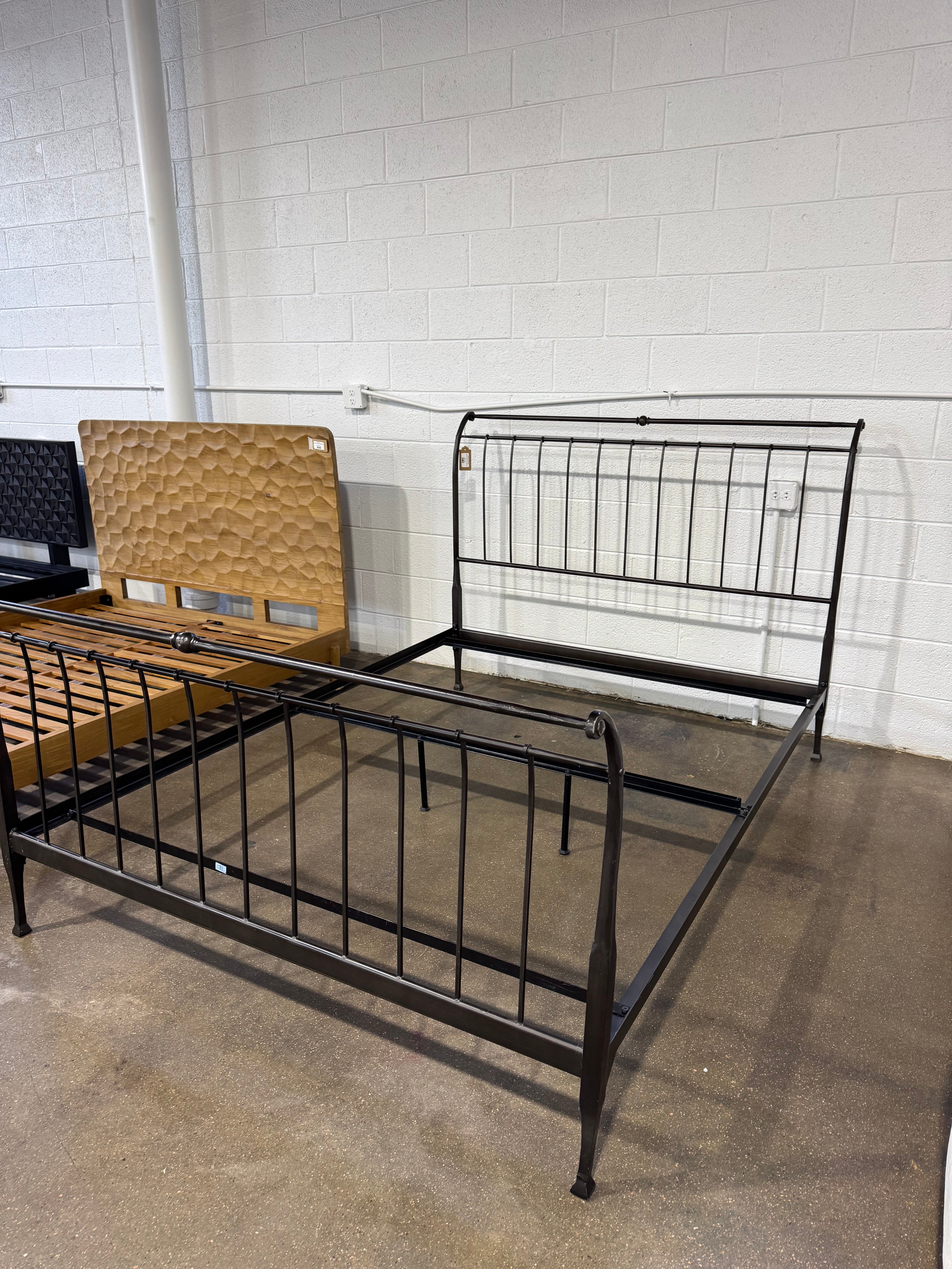 Crate & Barrel  Queen Wrought Iron Sleigh Bed