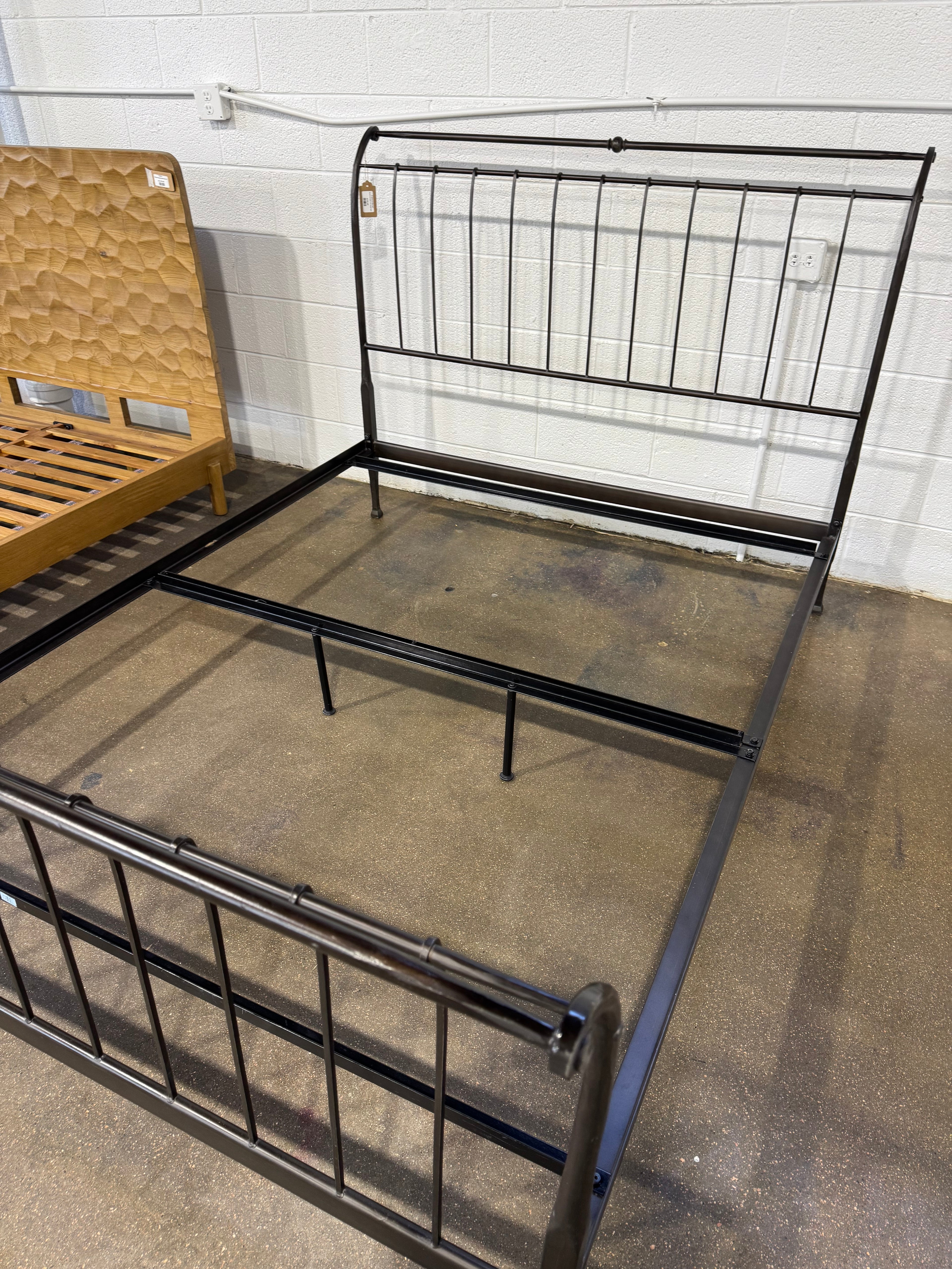 Crate & Barrel  Queen Wrought Iron Sleigh Bed
