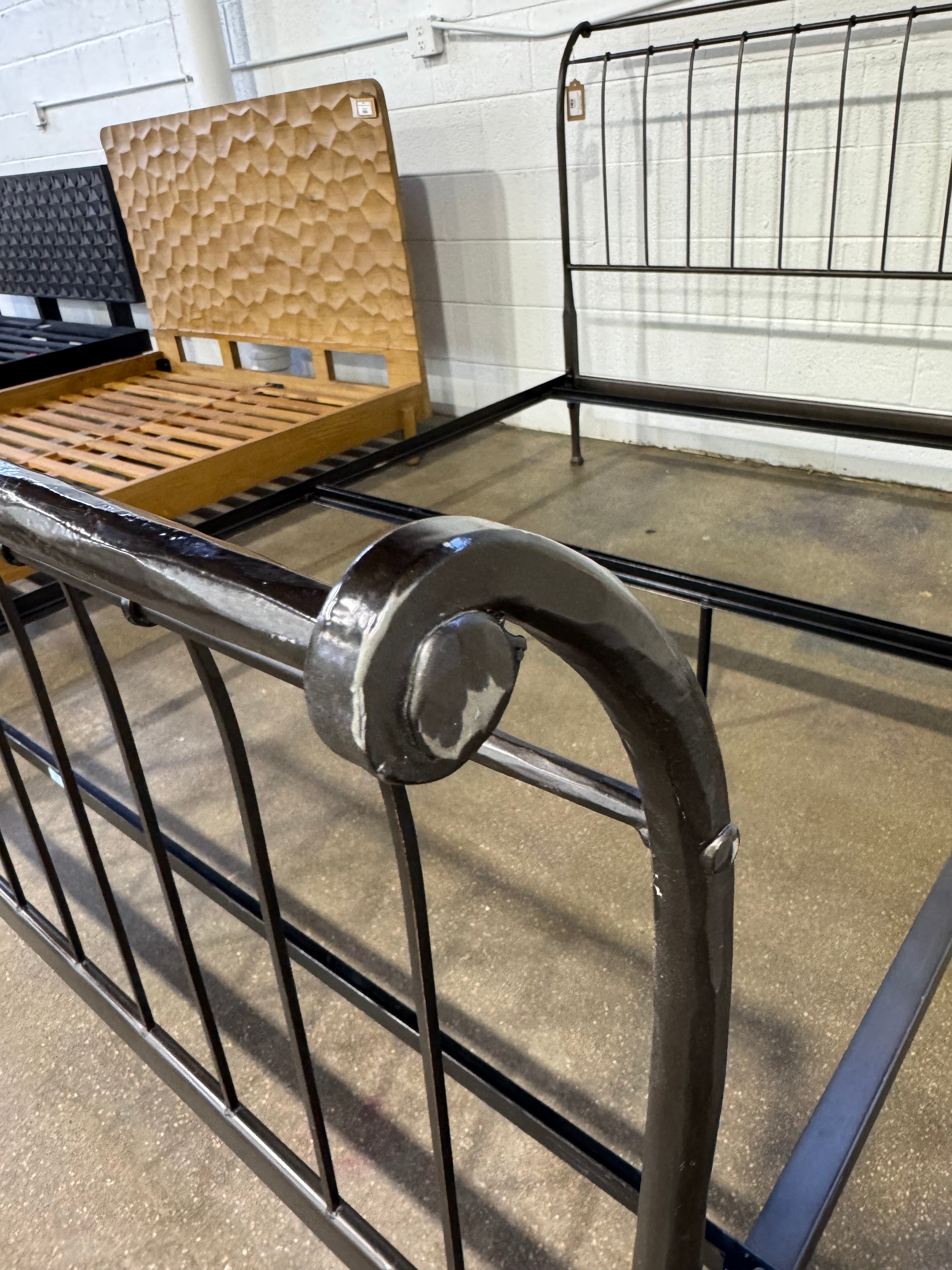 Crate & Barrel  Queen Wrought Iron Sleigh Bed