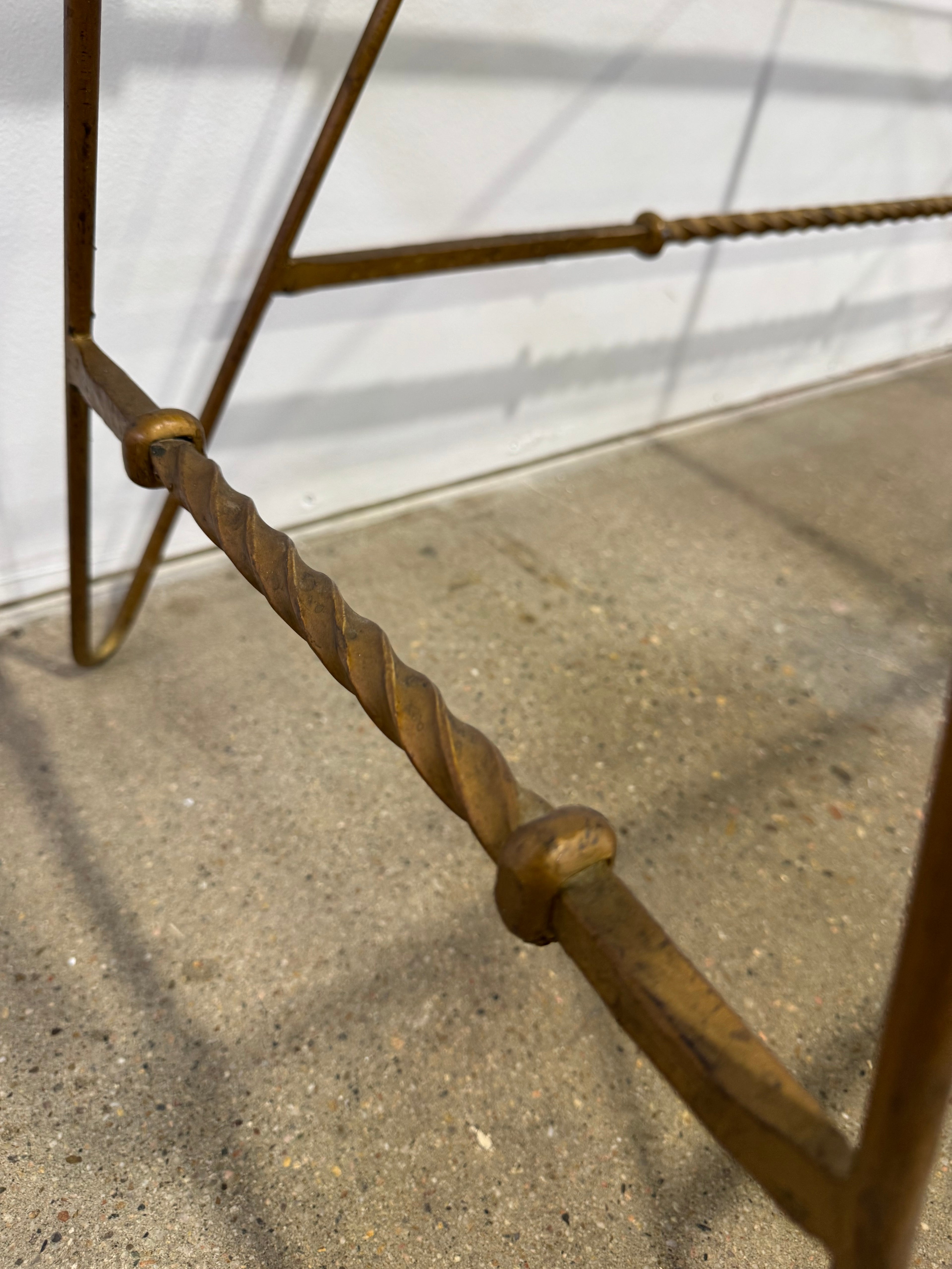 French modernist  Twisted Iron and Glass Coffee Table