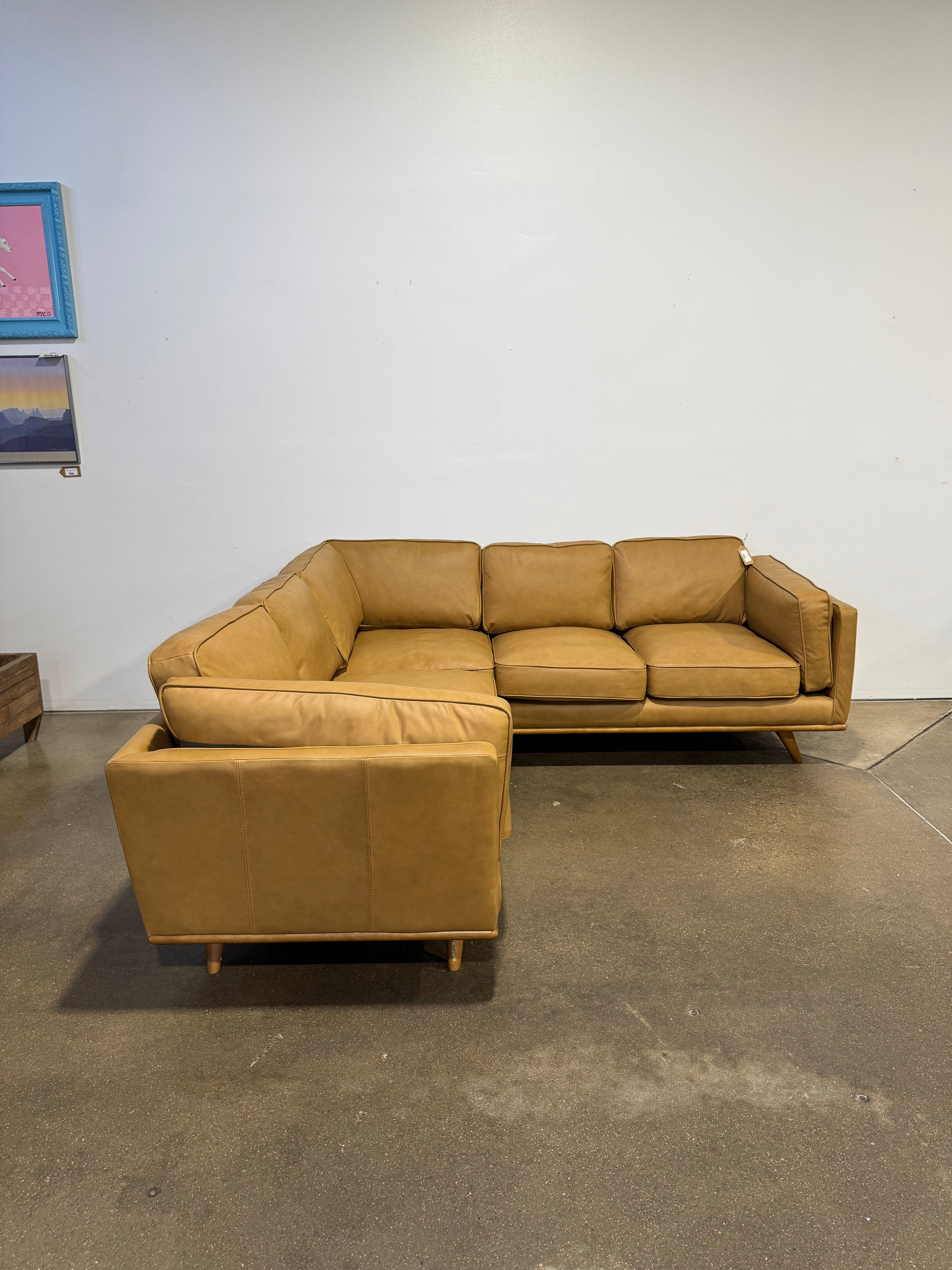 Article Timber 93" Leather Corner Sectional
