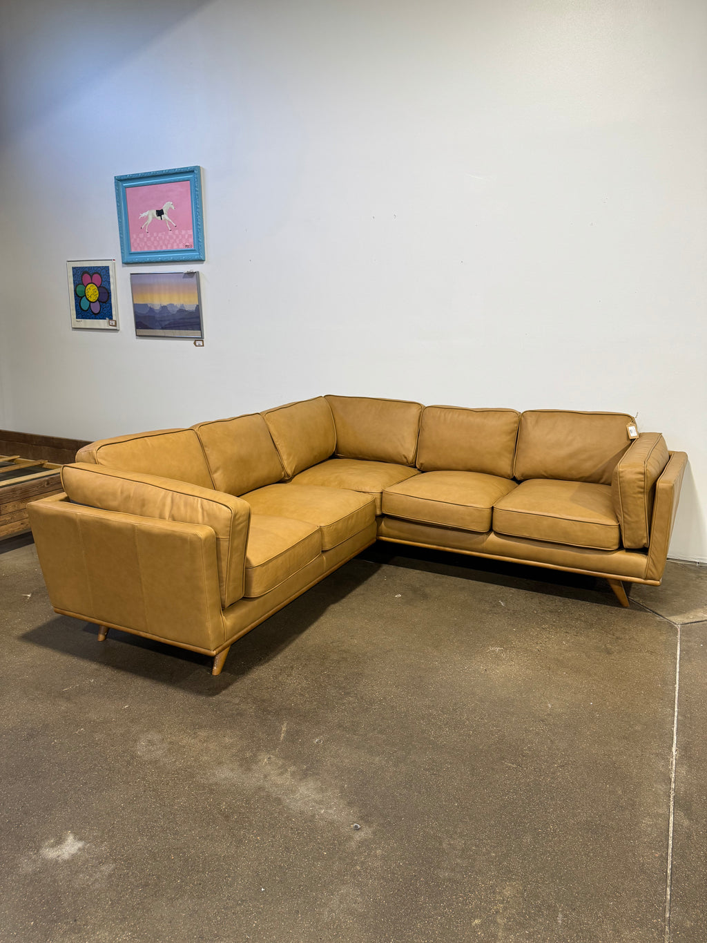 Article Timber 93" Leather Corner Sectional
