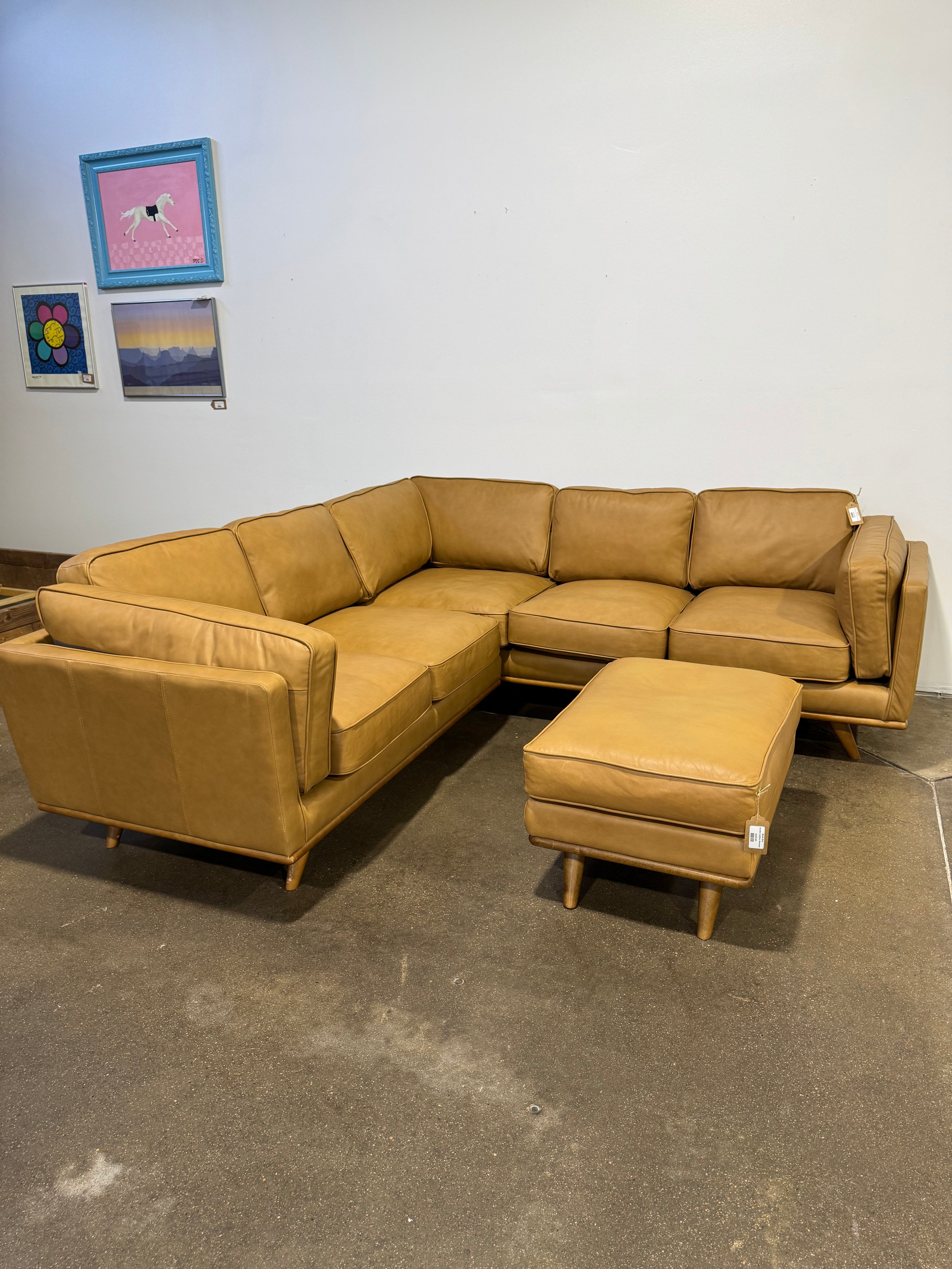 Article Timber 93" Leather Corner Sectional
