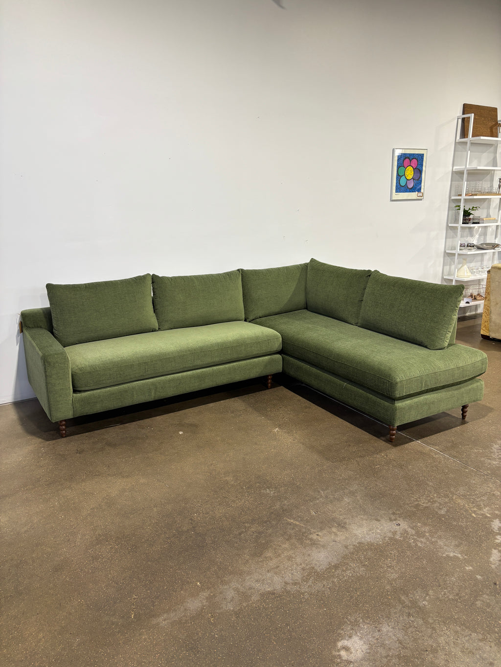 Interior Define Sloan 3-Seat Bumper Sectional - Green