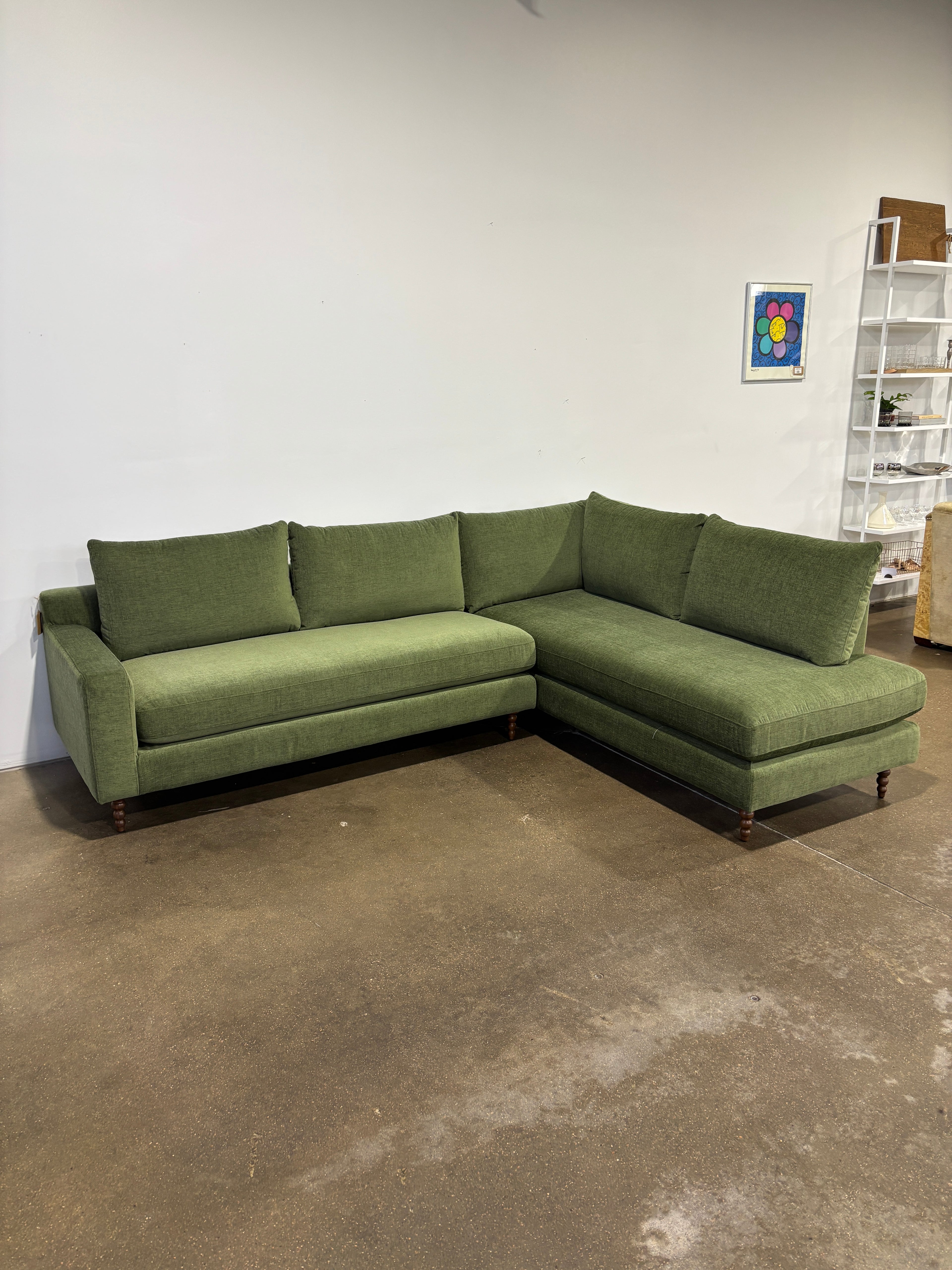 Interior Define Sloan 3-Seat Bumper Sectional - Green