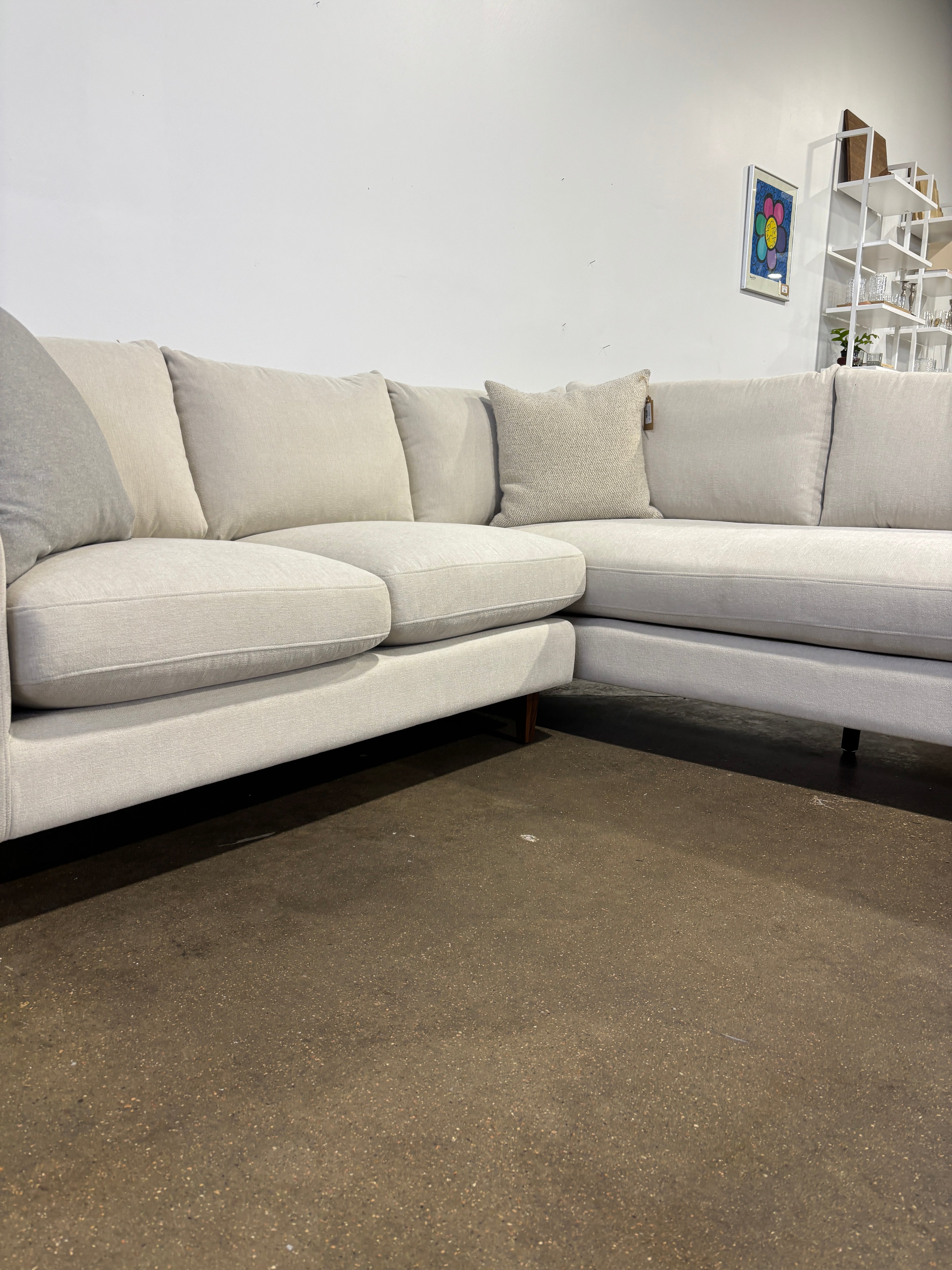 Interior Define Sloan 3-Seat Bumper Sectional - White