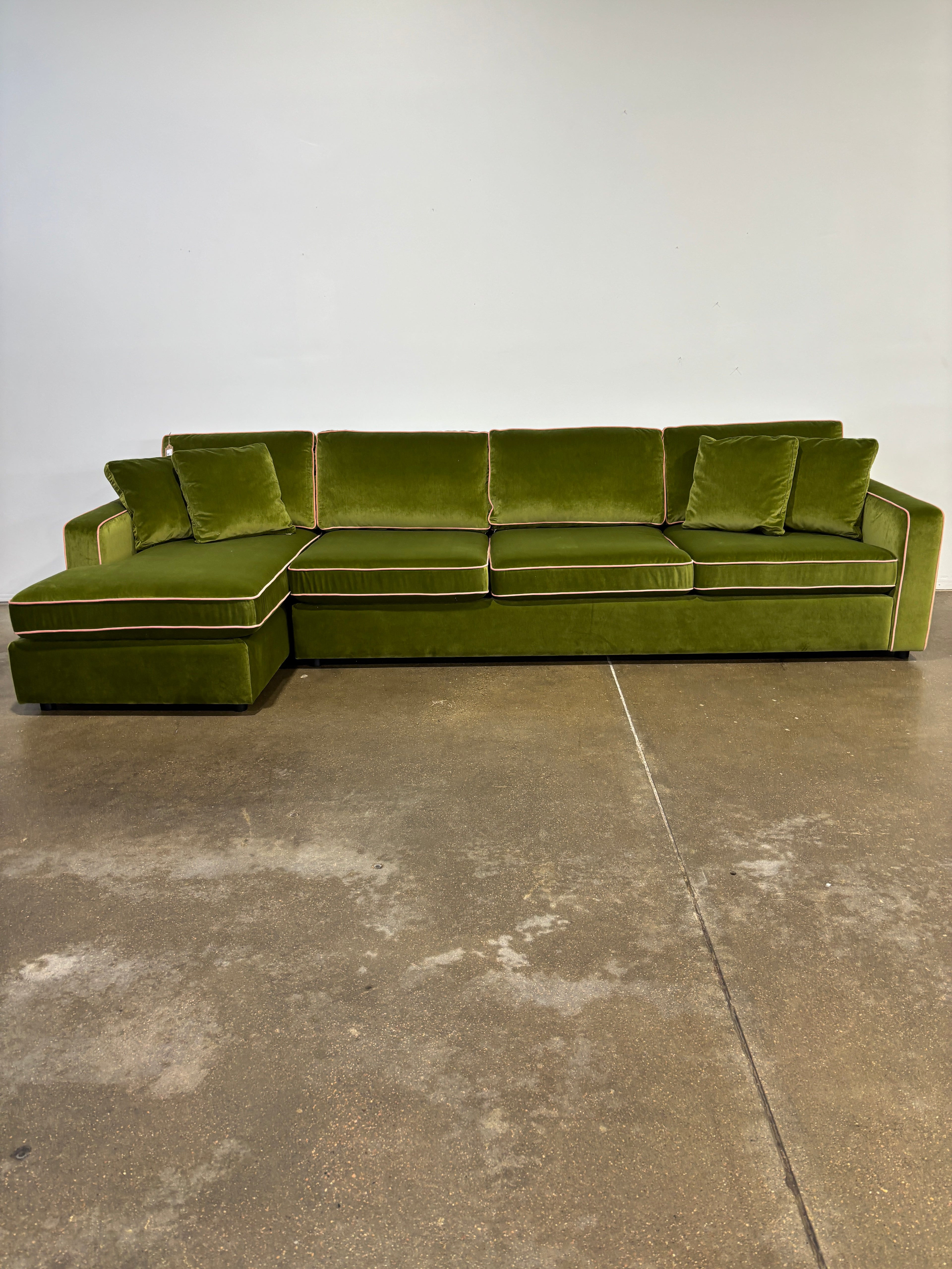 Interior Define James 4 Seat Left Chaise Sectional - Green/Pink