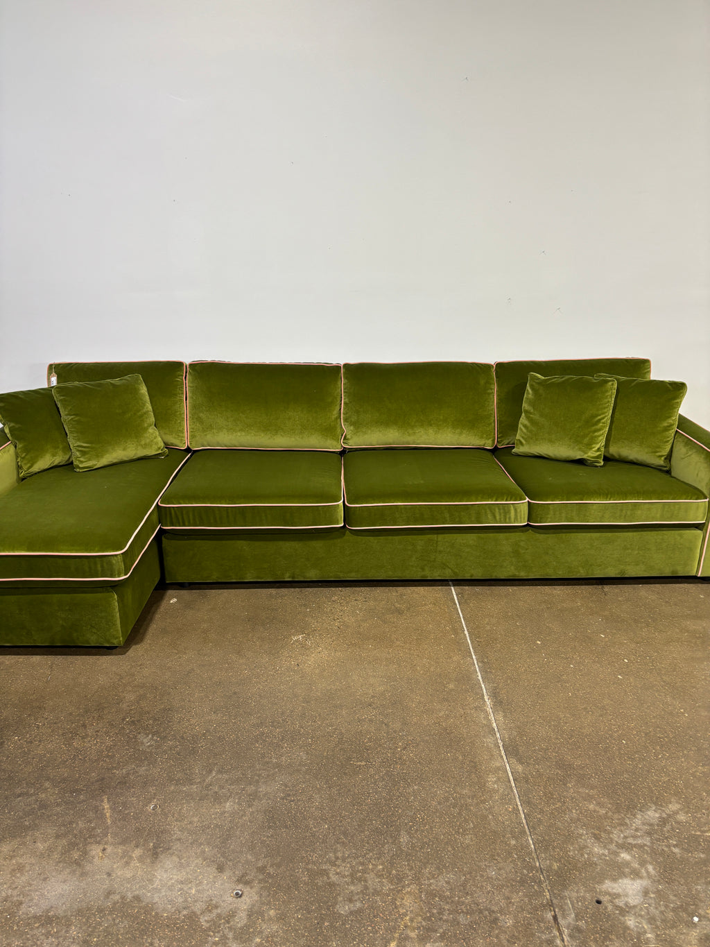 Interior Define James 4 Seat Left Chaise Sectional - Green/Pink