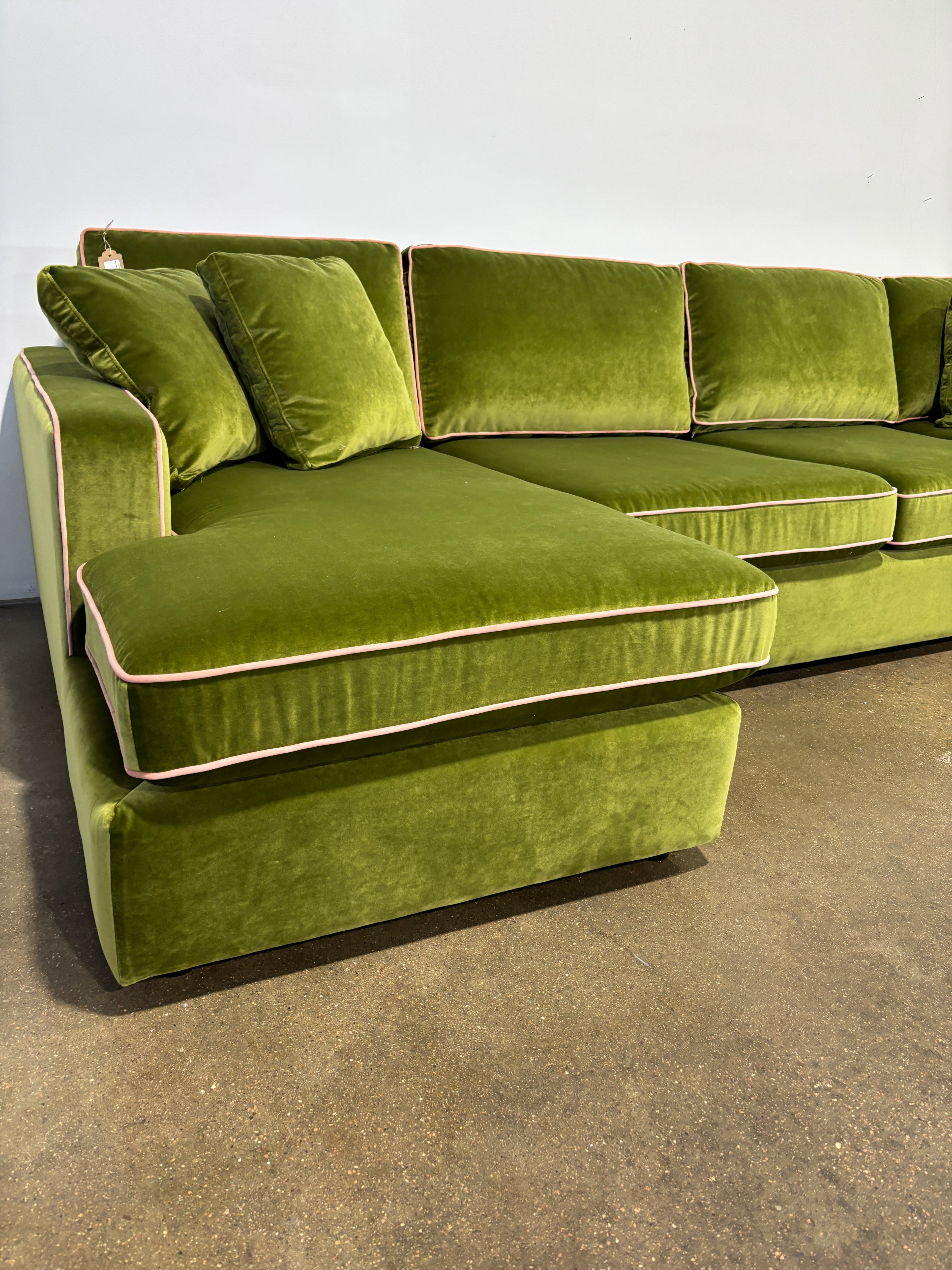 Interior Define James 4 Seat Left Chaise Sectional - Green/Pink