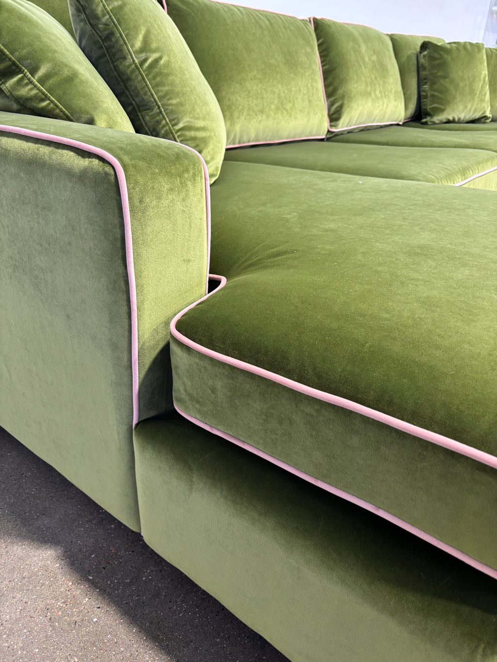 Interior Define James 4 Seat Left Chaise Sectional - Green/Pink