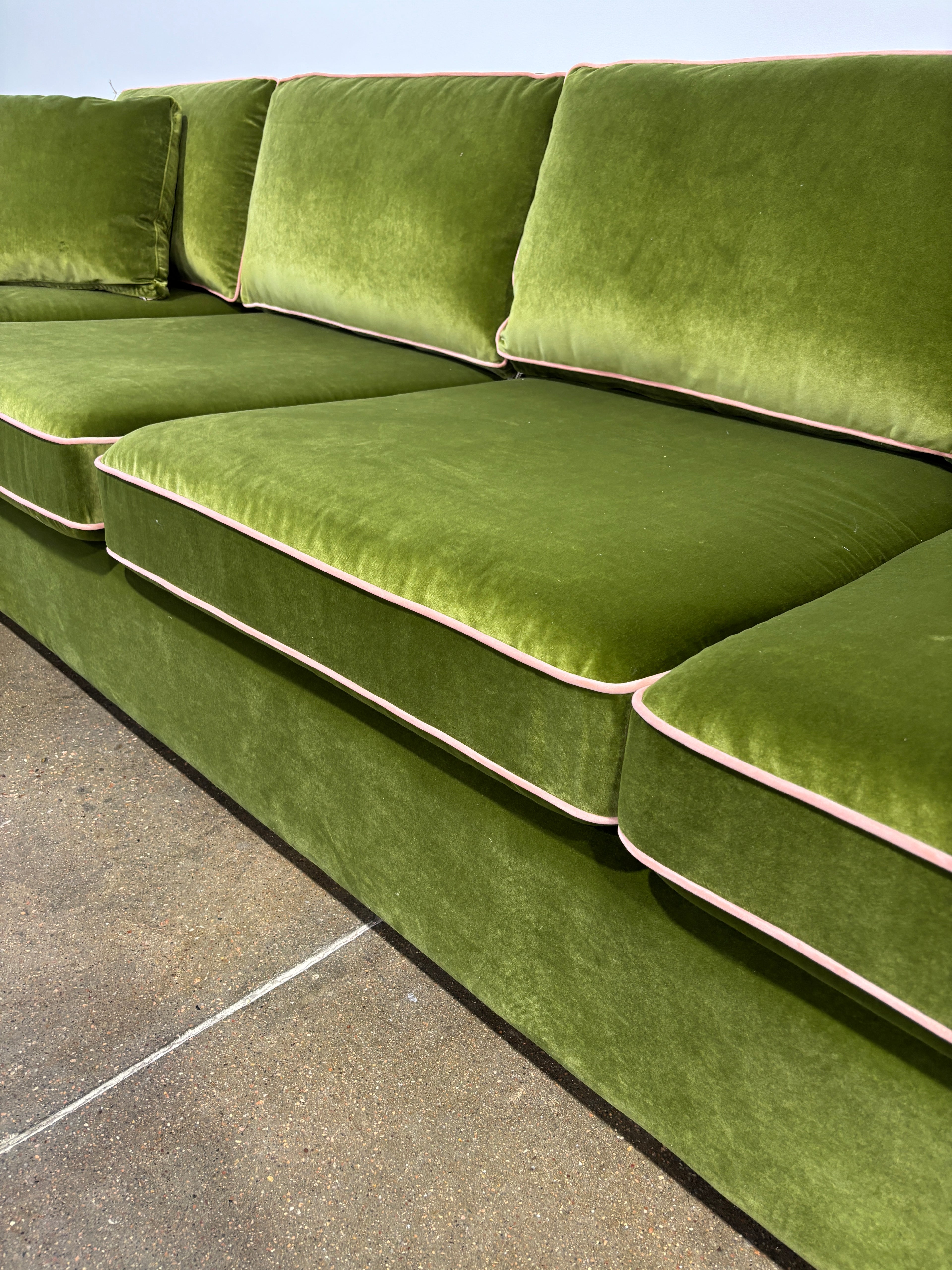 Interior Define James 4 Seat Left Chaise Sectional - Green/Pink