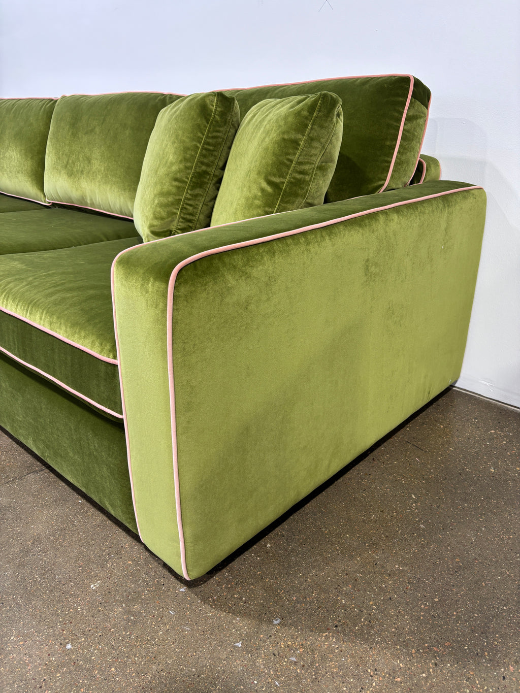 Interior Define James 4 Seat Left Chaise Sectional - Green/Pink