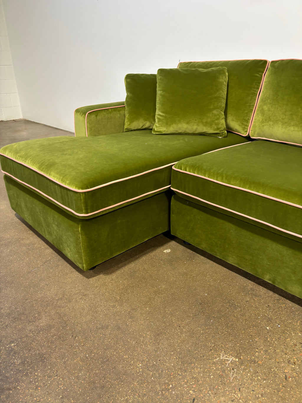 Interior Define James 4 Seat Left Chaise Sectional - Green/Pink