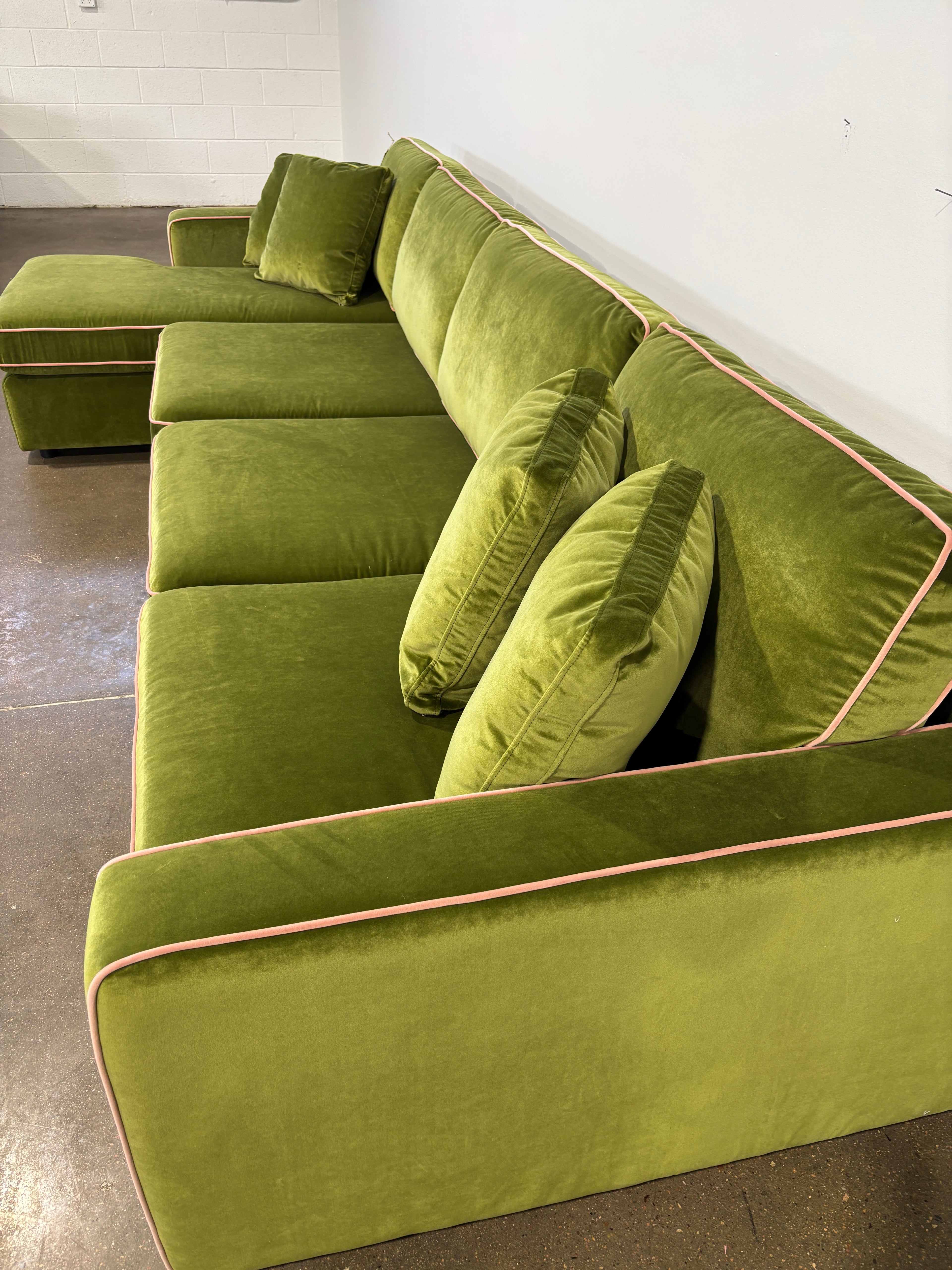 Interior Define James 4 Seat Left Chaise Sectional - Green/Pink