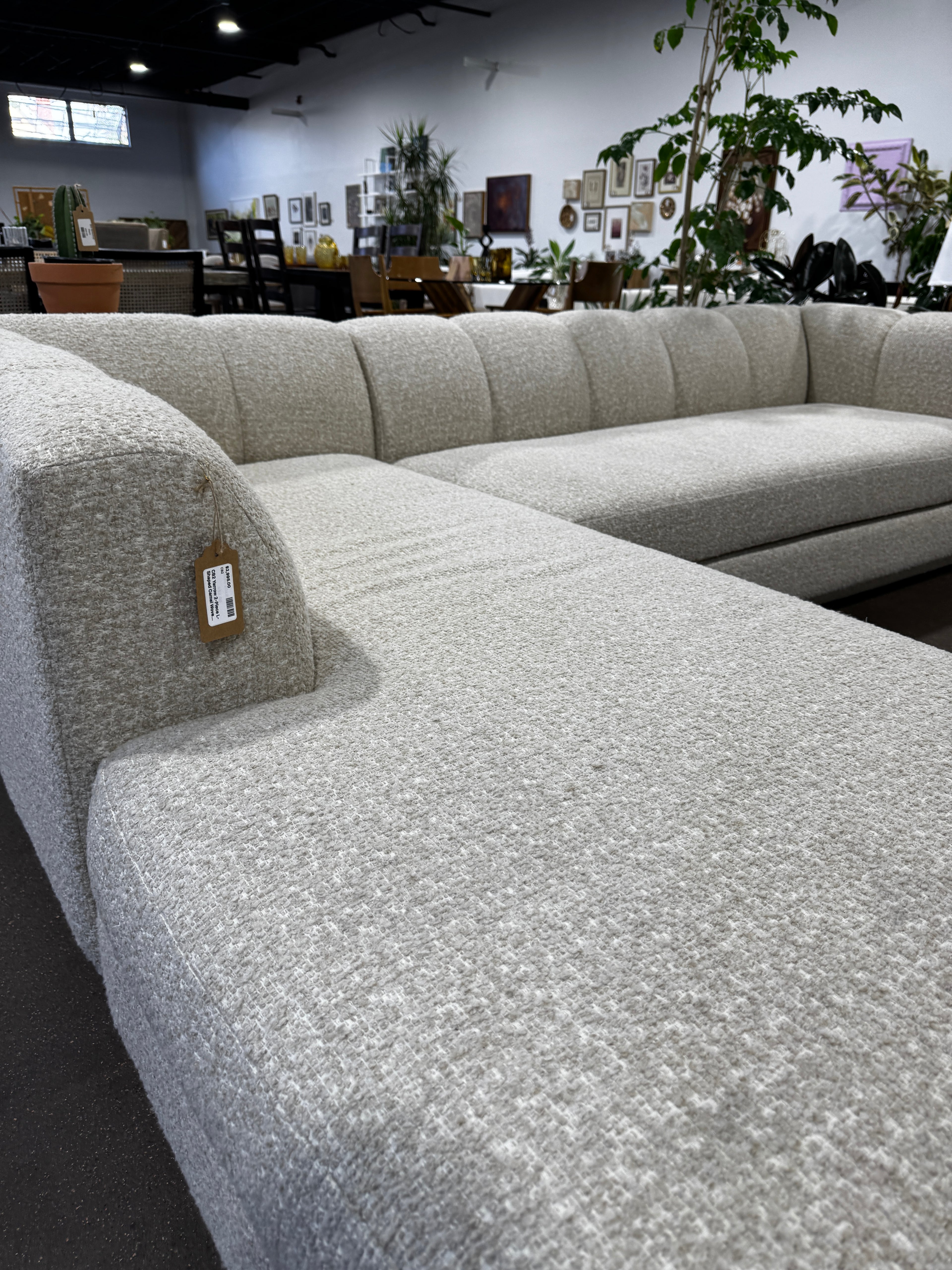 CB2 Yarrow 2-Piece L-Shaped Camel Woven Fabric Sectional