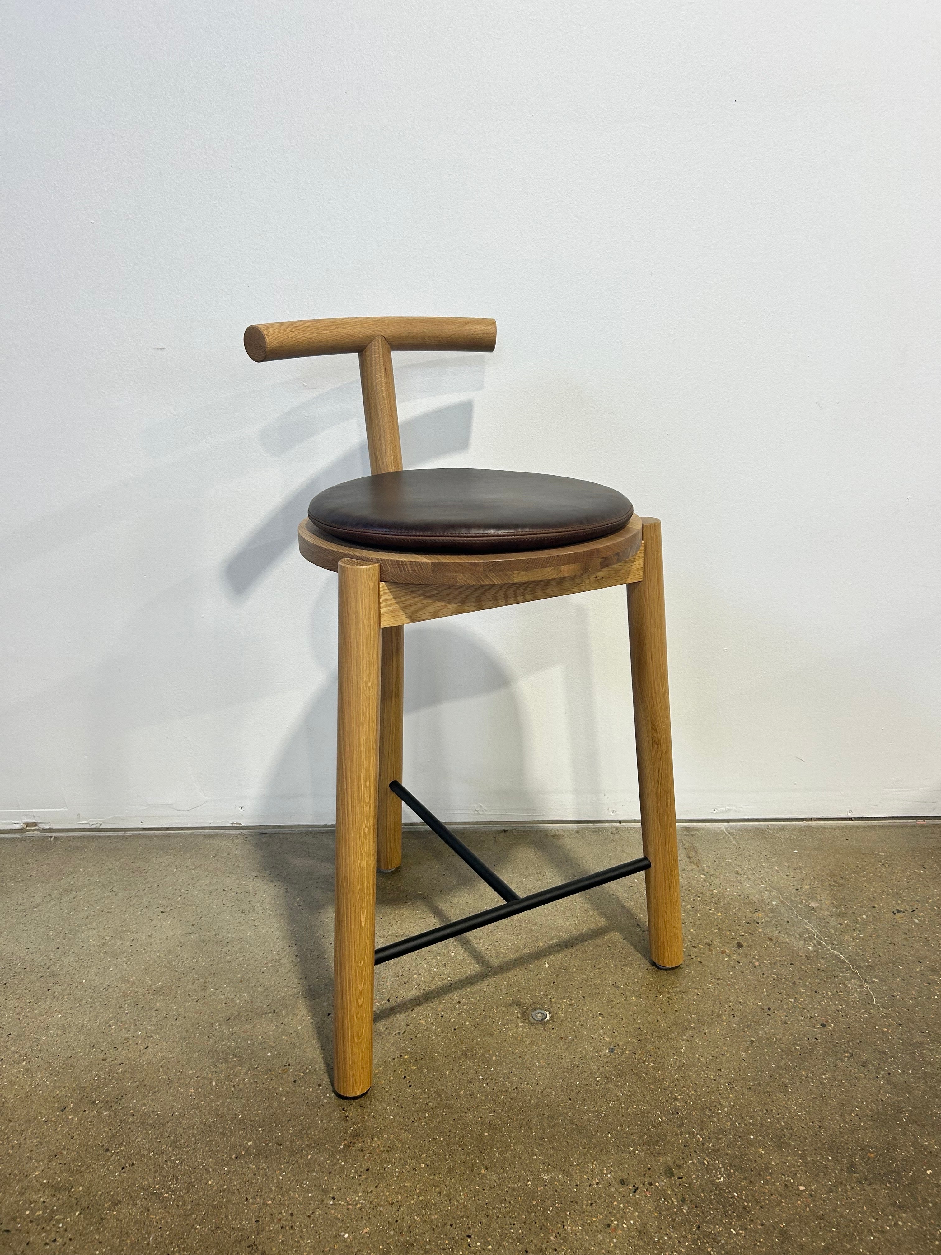 Denver Modern Range Counter Stool Maple Leather