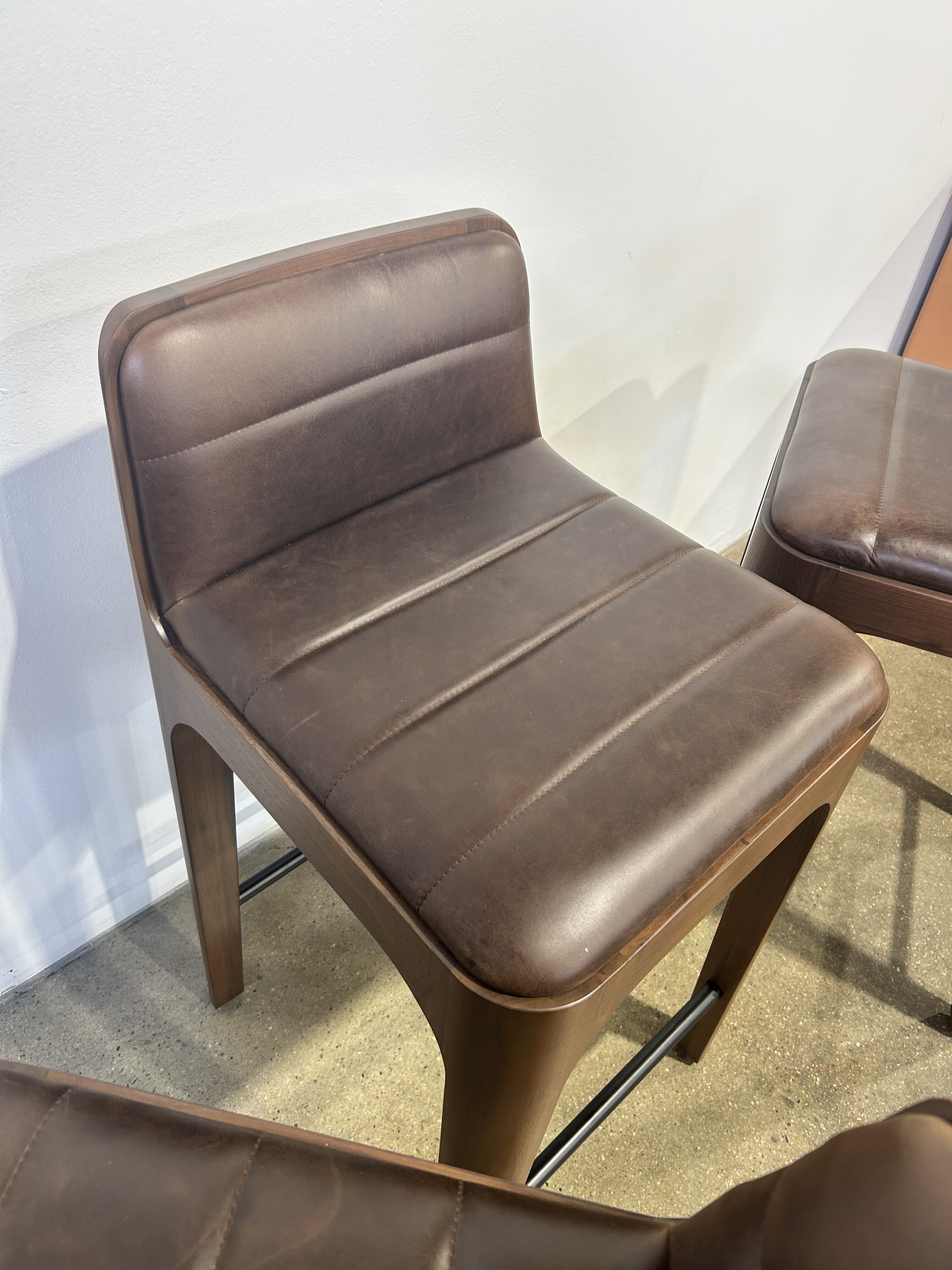 Denver Modern Canyon Counter Stool Maple Leather