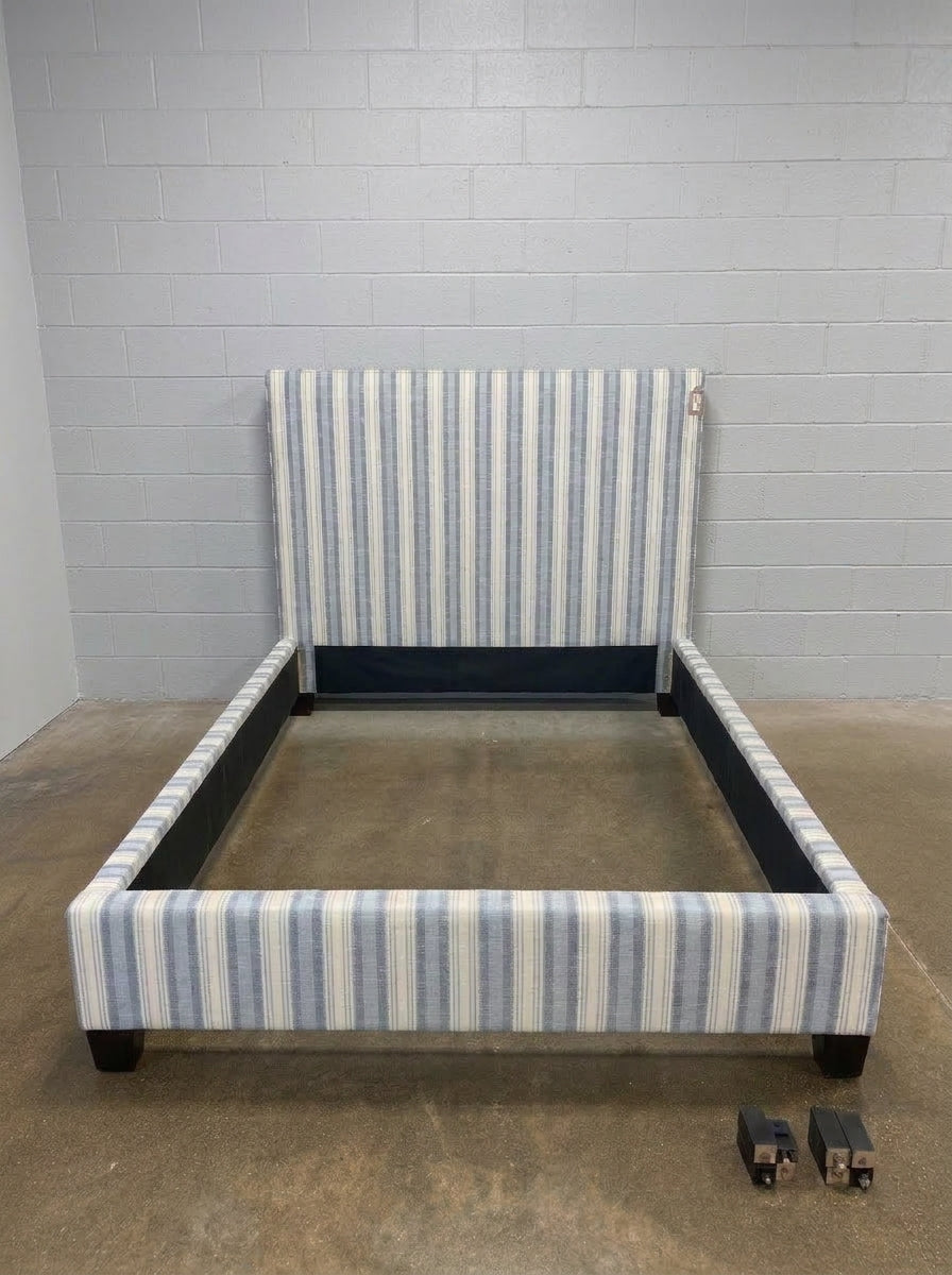 Blue and White Striped Queen Bed - Image 1