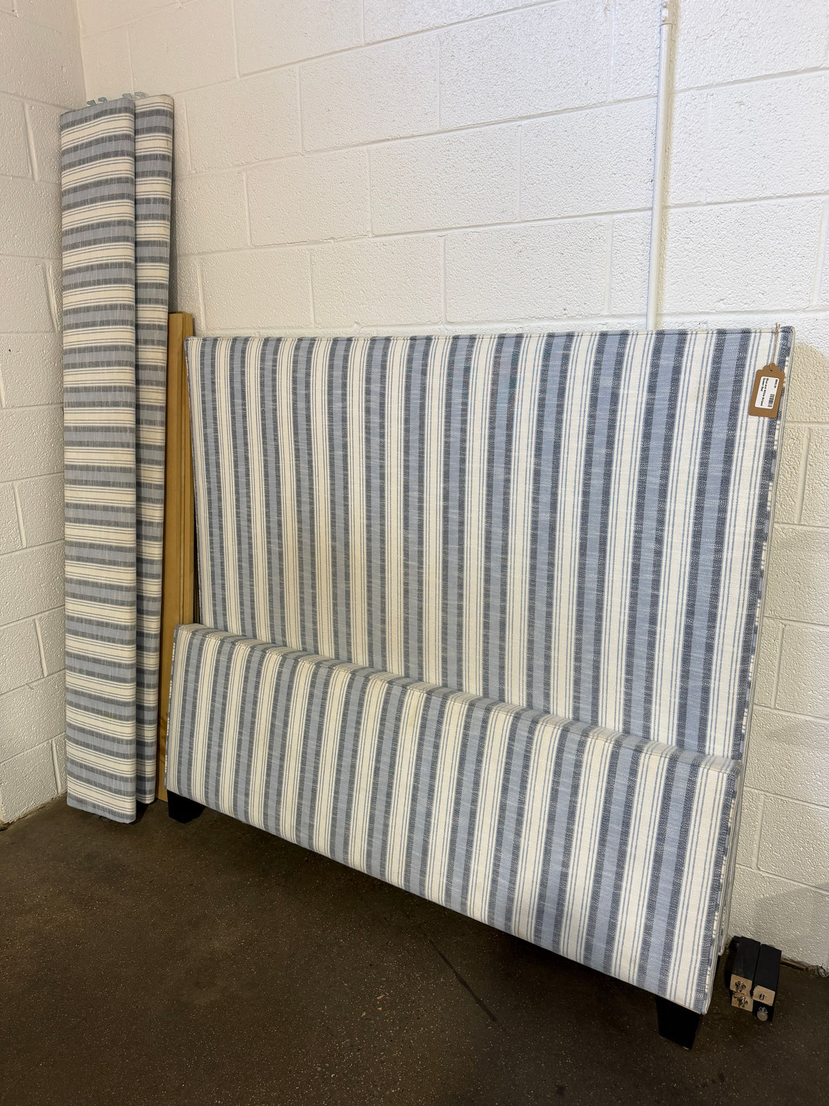 Blue and White Striped Queen Bed - Image 2