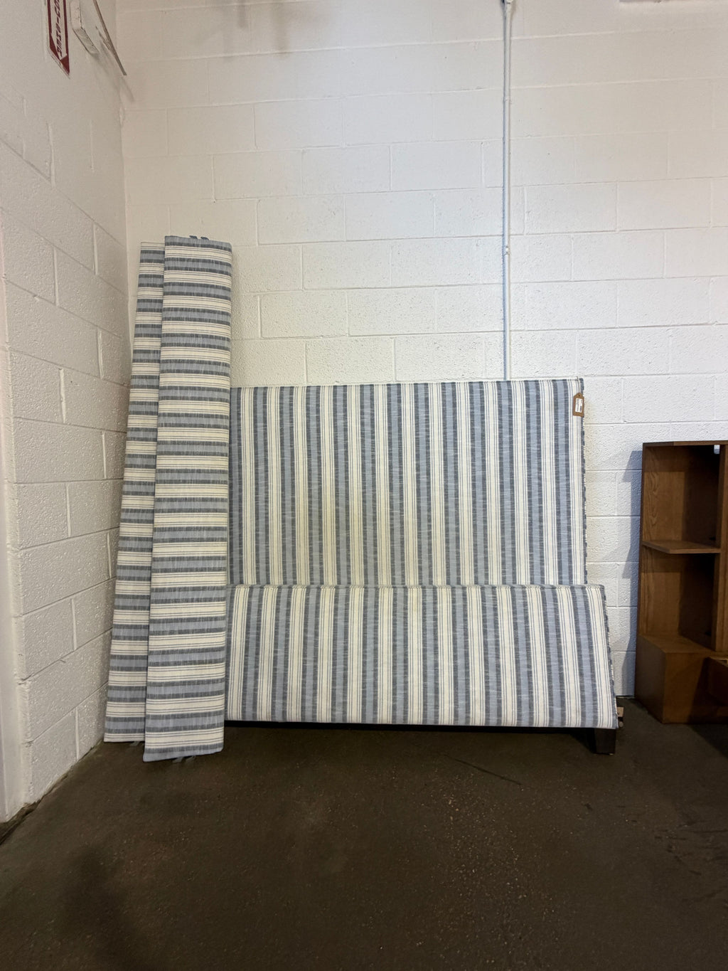 Blue and White Striped Queen Bed - Image 4